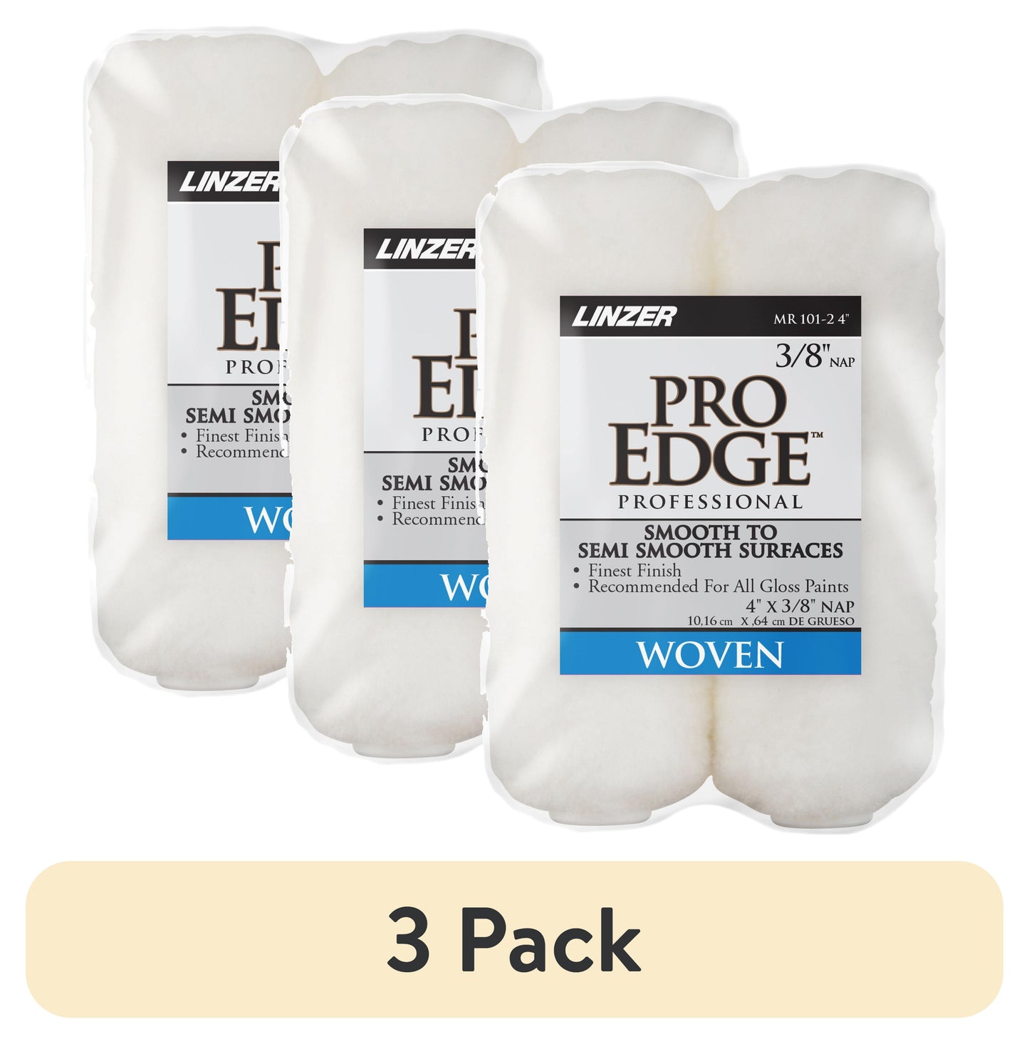 (3 pack) PRO EDGE by Linzer 4x3/8" Versatile Mini Paint Roller 2 Pack