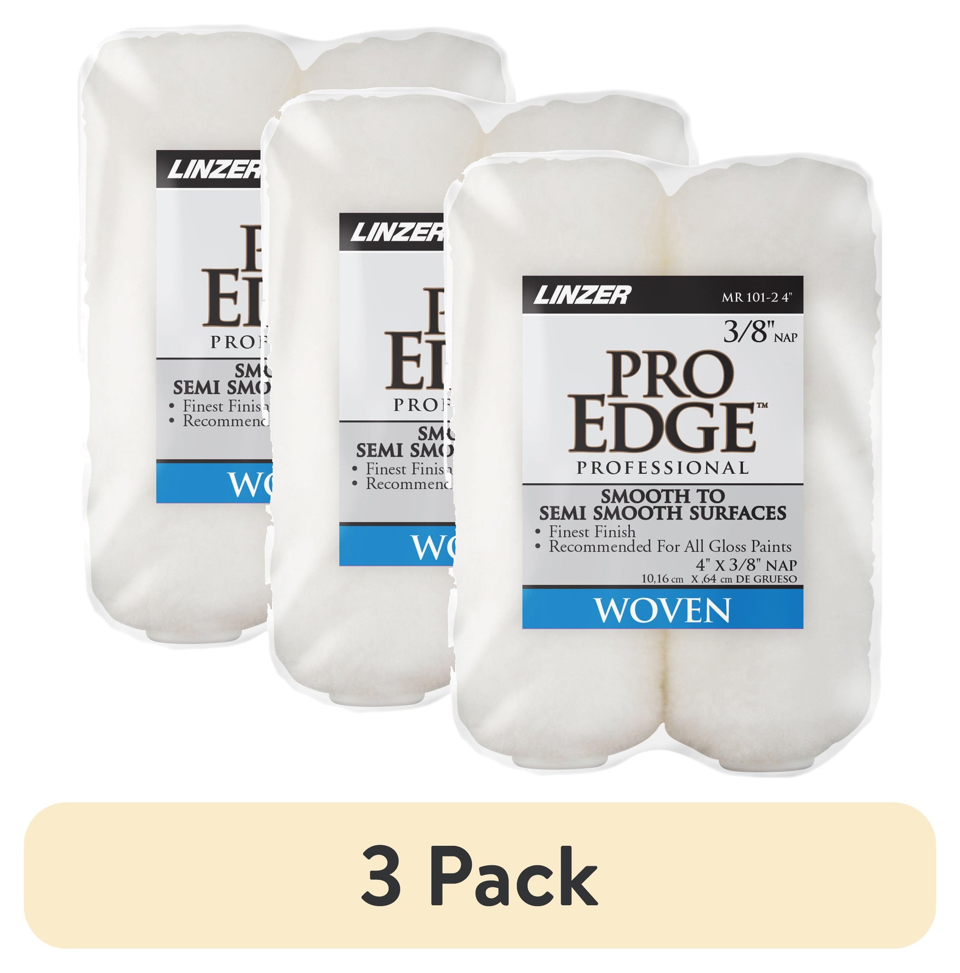 (3 pack) PRO EDGE by Linzer 4x3/8" Versatile Mini Paint Roller 2 Pack