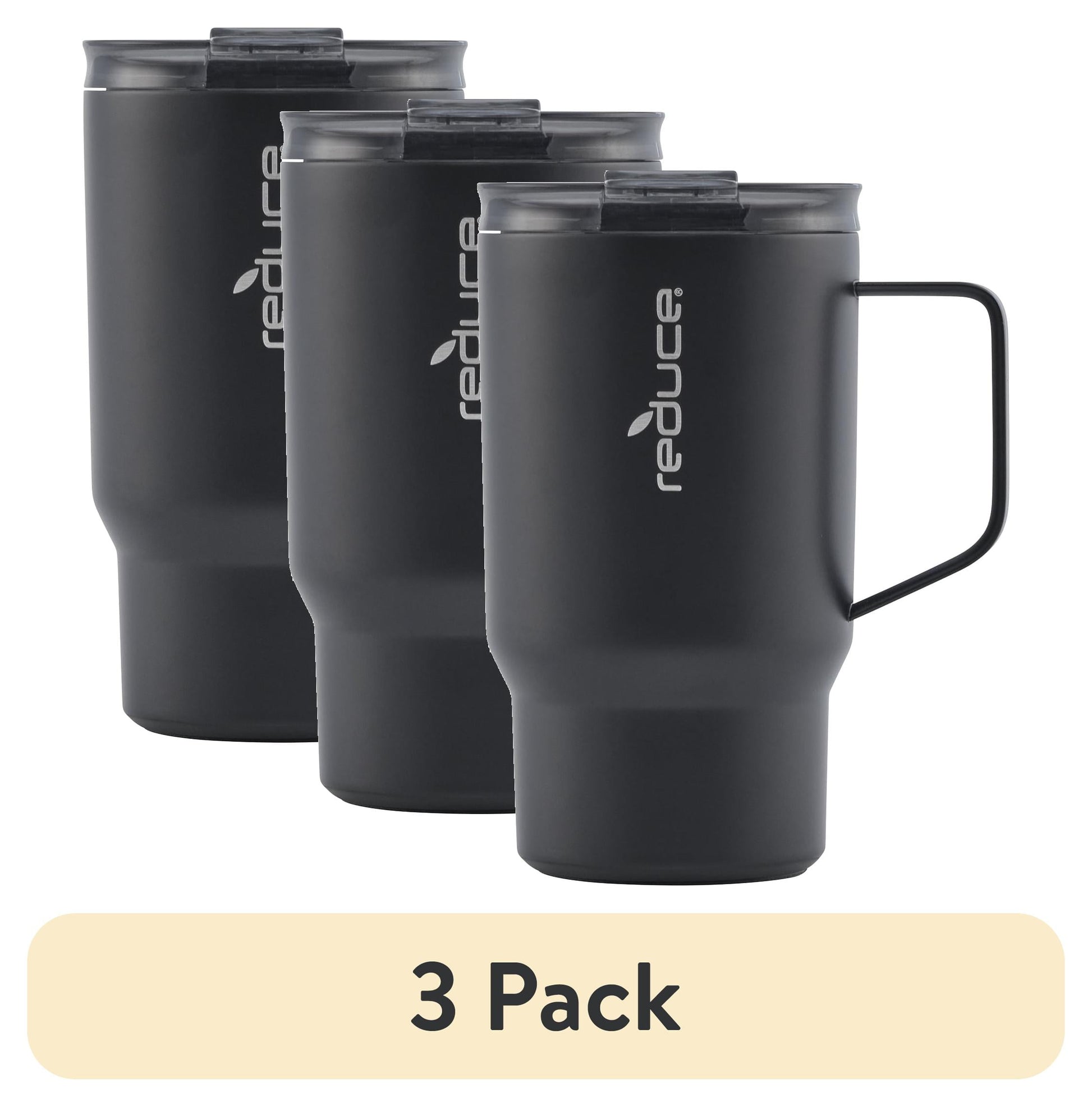 (3 pack) Reduce Hot1 18 oz Stainless Steel Insulated Tumbler with Adjustable Flow Lid â€“ Black