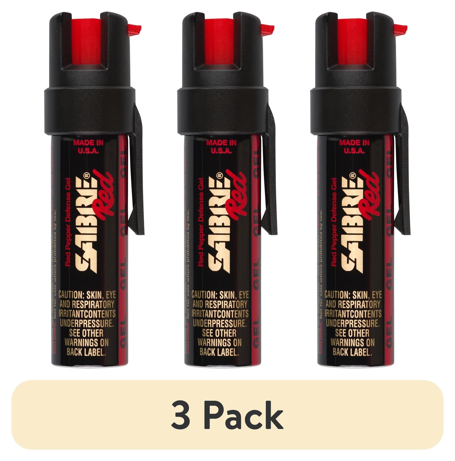 SABRE Compact Pepper Gel with Clip, Maximum Strength, Black, 1 Ct, New, Pocket Pepper Sprays