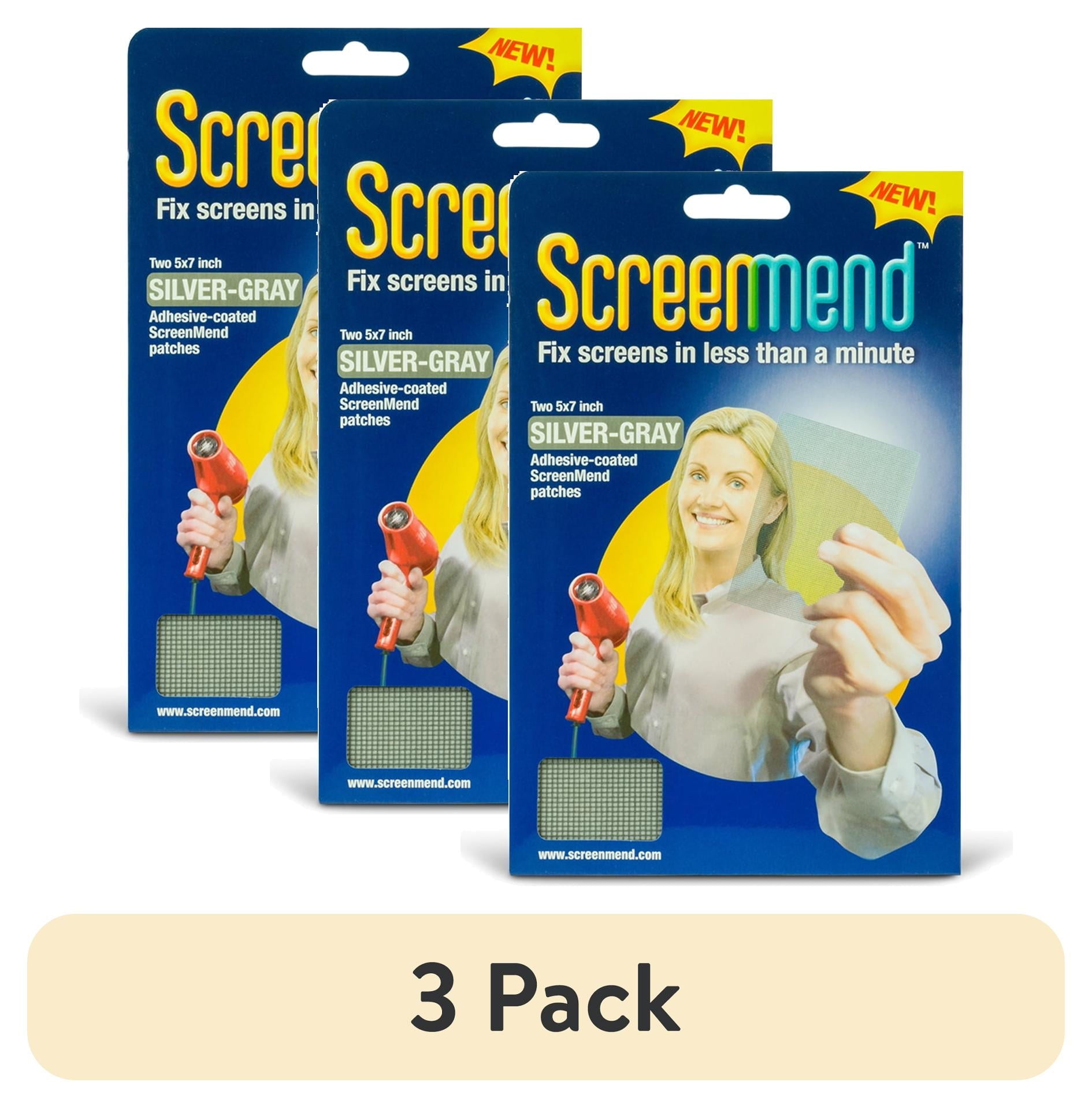 (3 pack) ScreenMend Screen Repair Patch, 7â€x 5â€  x 0.06", Gray, 2 Pack