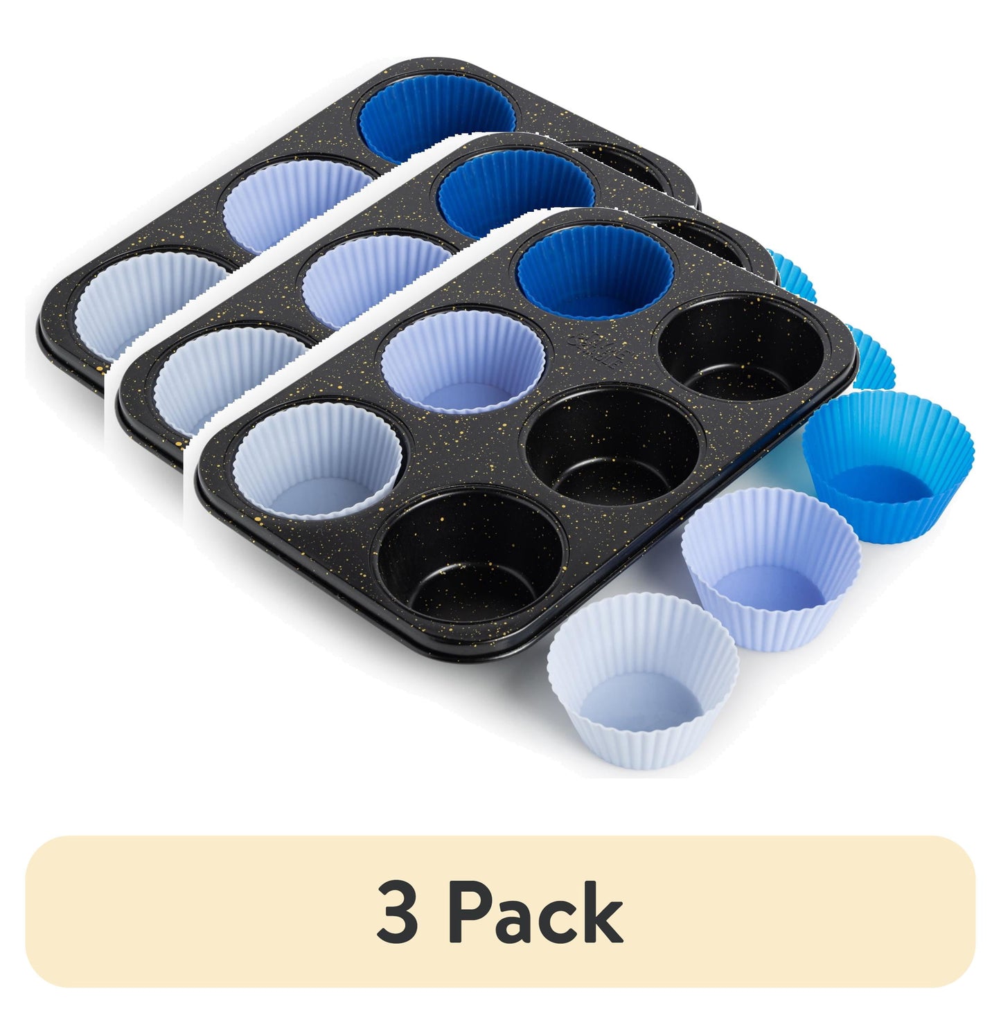 Thyme & Table 6 Cup Non-Stick Jumbo Muffin Pan, 6 Silicone Liners - Black