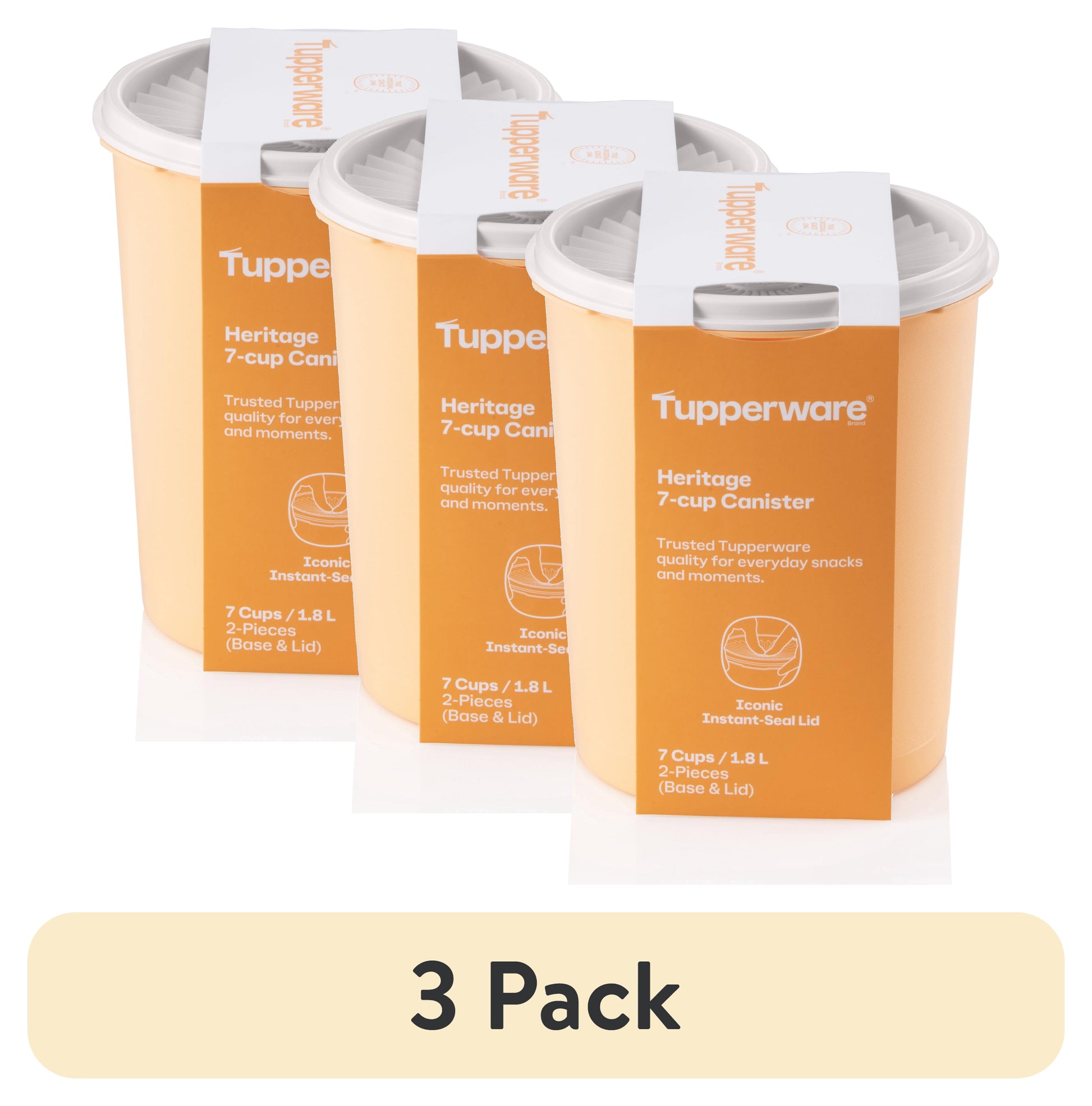 Tupperware Heritage 7-Cup Food Storage Canister with Lid, Peach