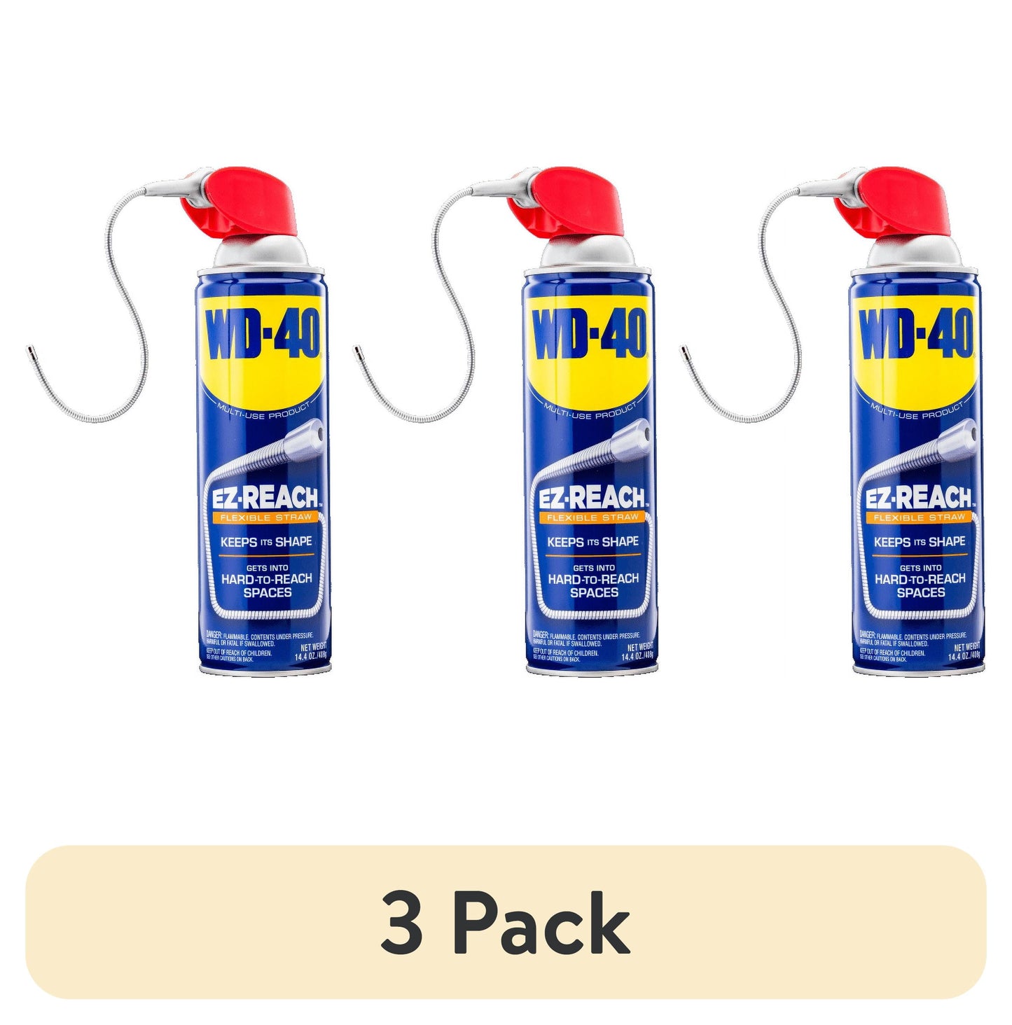 (3 pack) WD-40 EZ-REACH Original Formula Multi-Purpose Lubricant Spray 8 in. Flexible Straw, 14.4 oz