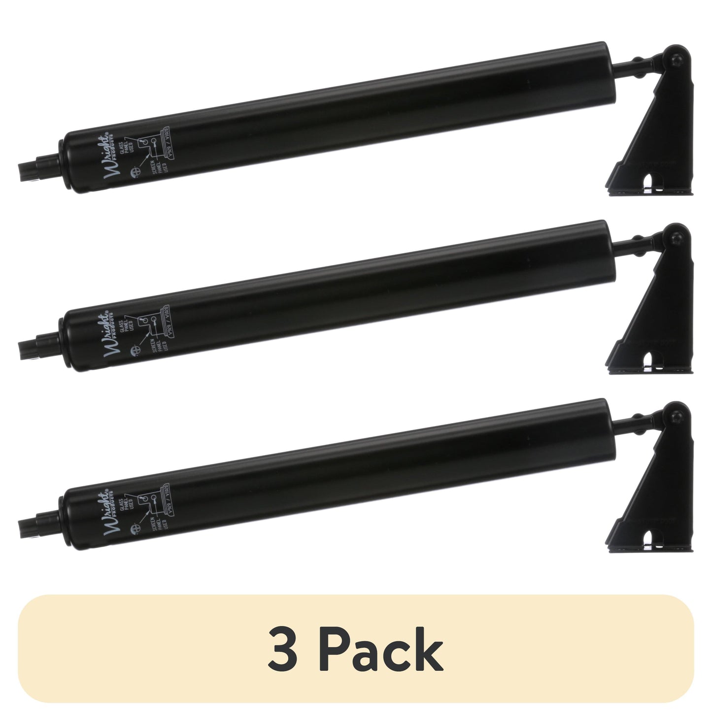(3 pack) Wright Products Standard Duty Steel Pneumatic Screen Door Closer, Black Finish