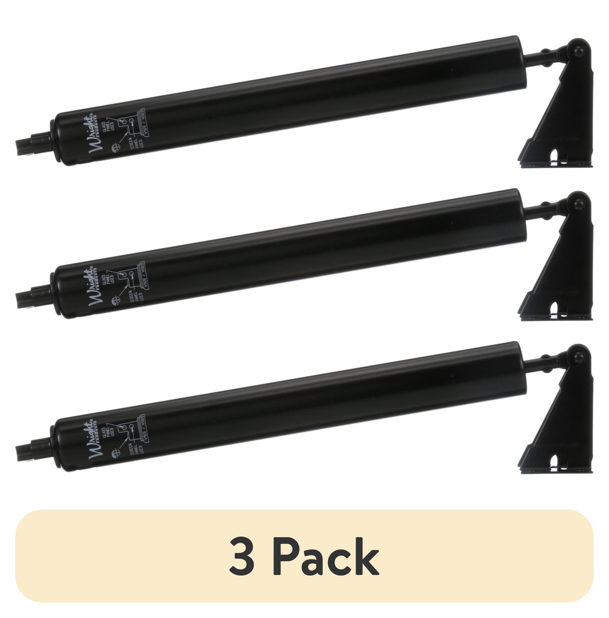 (3 pack) Wright Products Standard Duty Steel Pneumatic Screen Door Closer, Black Finish