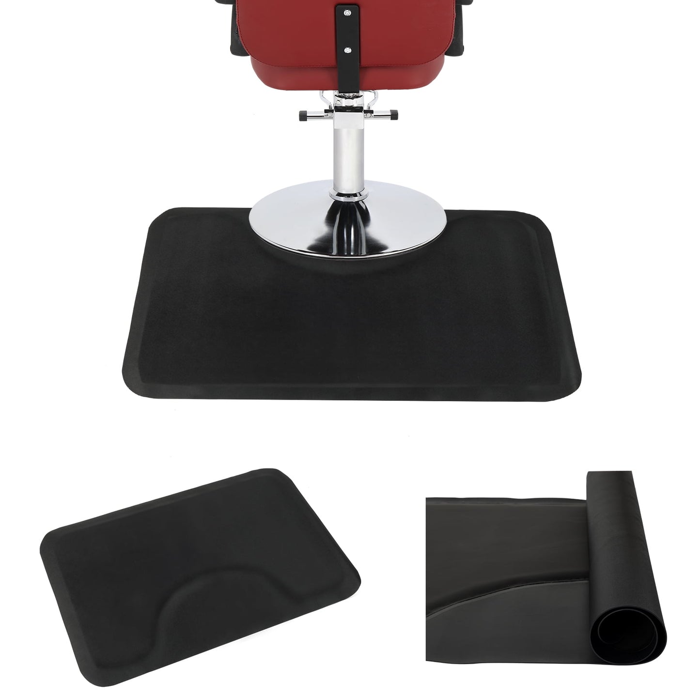 3â€²x 4.5â€²x 1/2" Beauty Salon Square Anti-fatigue Salon Mat (Square Outside And Round Inside) Black