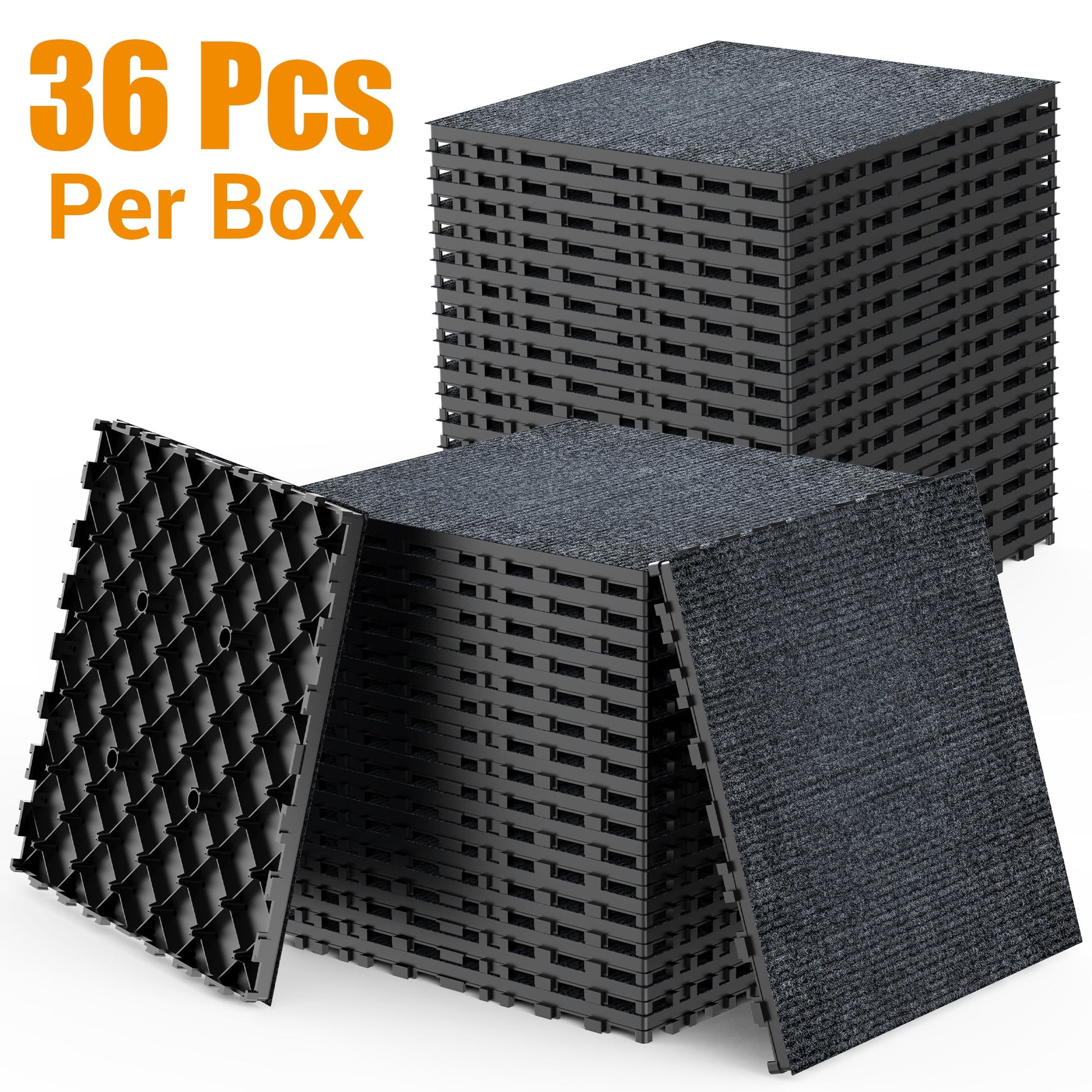 36 Pack Interlocking Deck Tiles,12"x12" Plastic Patio Tiles for Indoor Outdoor Use,Patio Floor Decking Tiles for Porch Poolside Balcony Backyard,Grey
