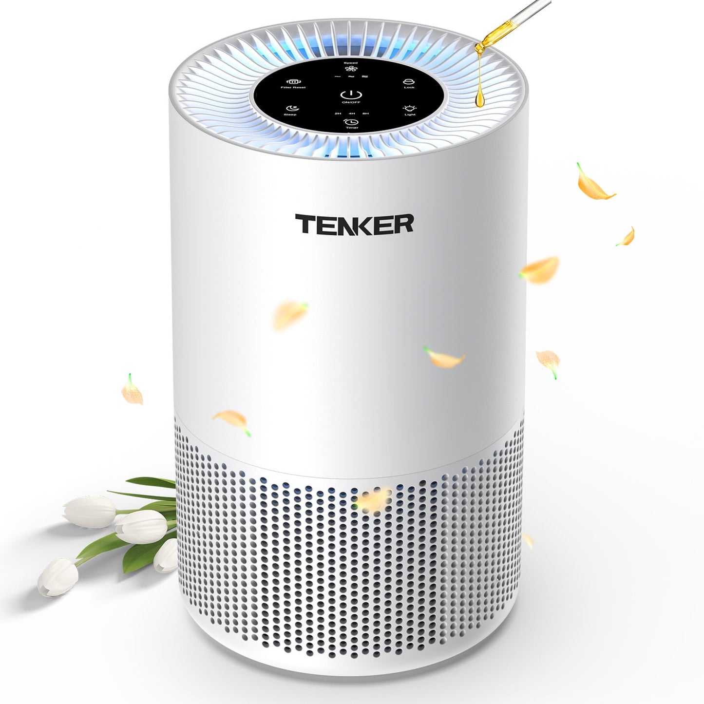 360Â° Air Intake Air Purifier, H13 HEPA Filter 1300 Sq.Ft Large Room Air Purifier, Ozone-Free Quiet Air Cleaner with Aromatherapy & Child Lock for Home Pet Bedroom