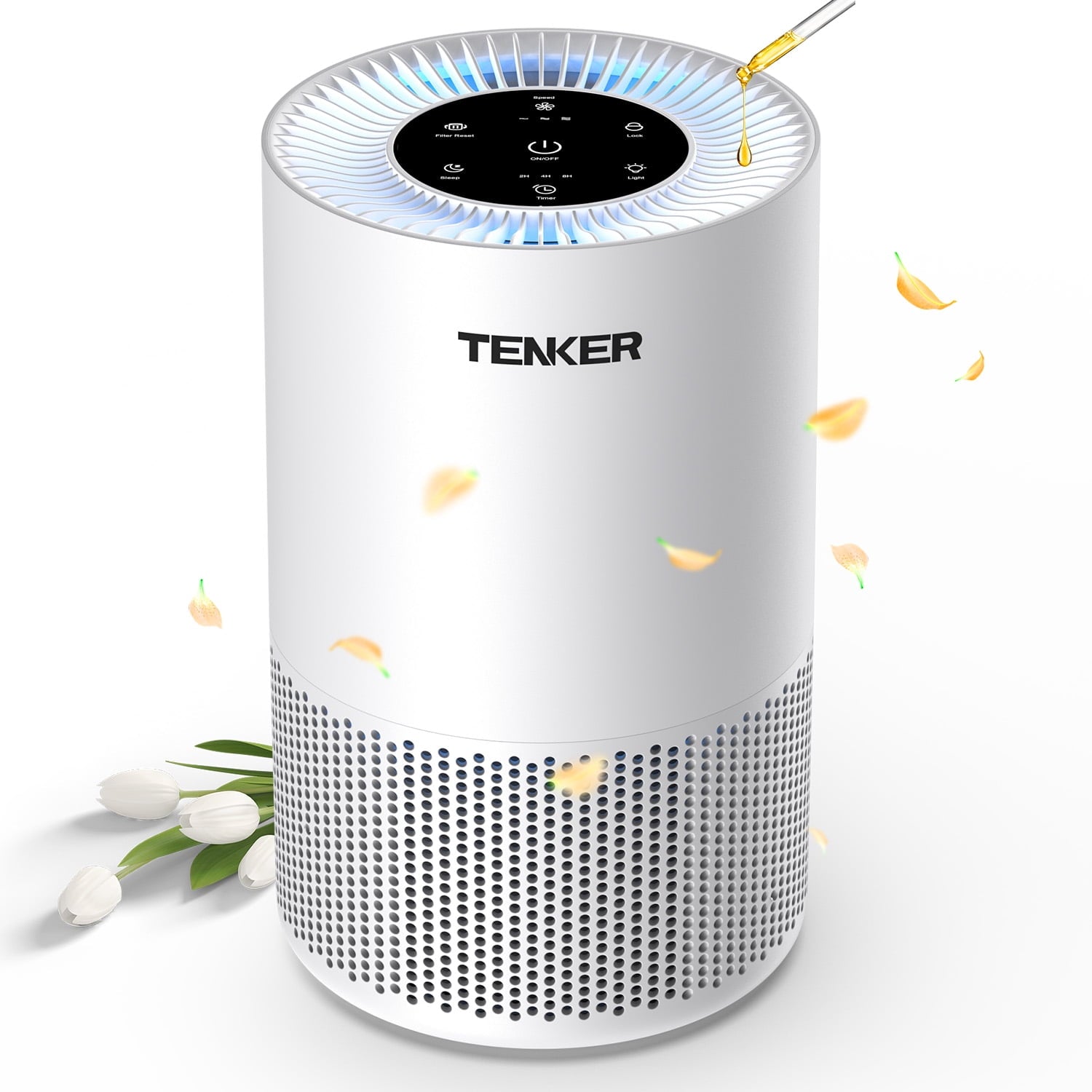 360Â° Air Intake Air Purifier, H13 HEPA Filter 1300 Sq.Ft Large Room Air Purifier, Ozone-Free Quiet Air Cleaner with Aromatherapy & Child Lock for Home Pet Bedroom