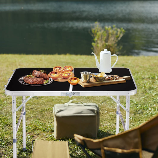 3ft Folding Table Black Aluminum Alloy