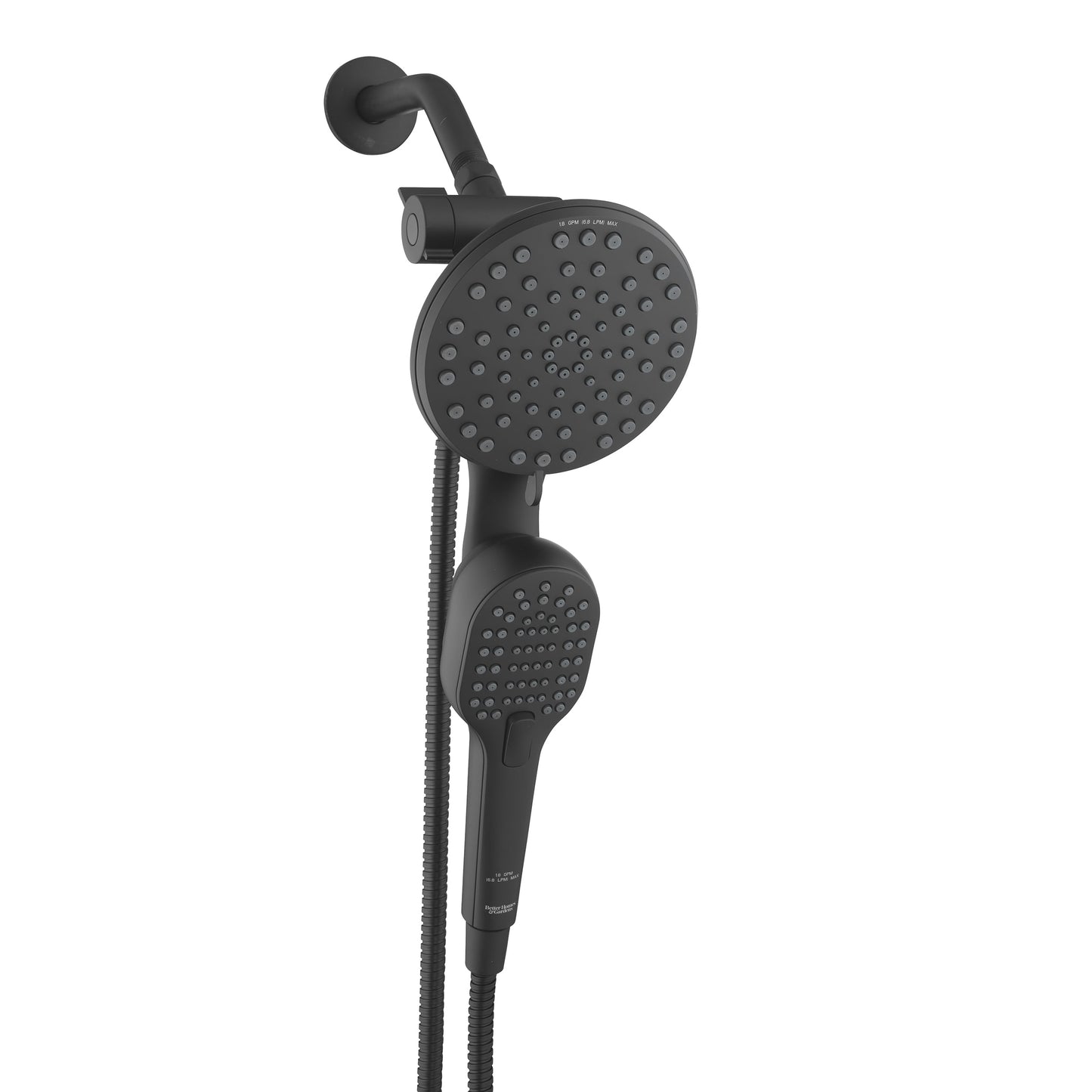 Better Homes & Gardens Magnetic Combo Showerhead, Matte Black, 2-in-1 Handheld & Fixed Head