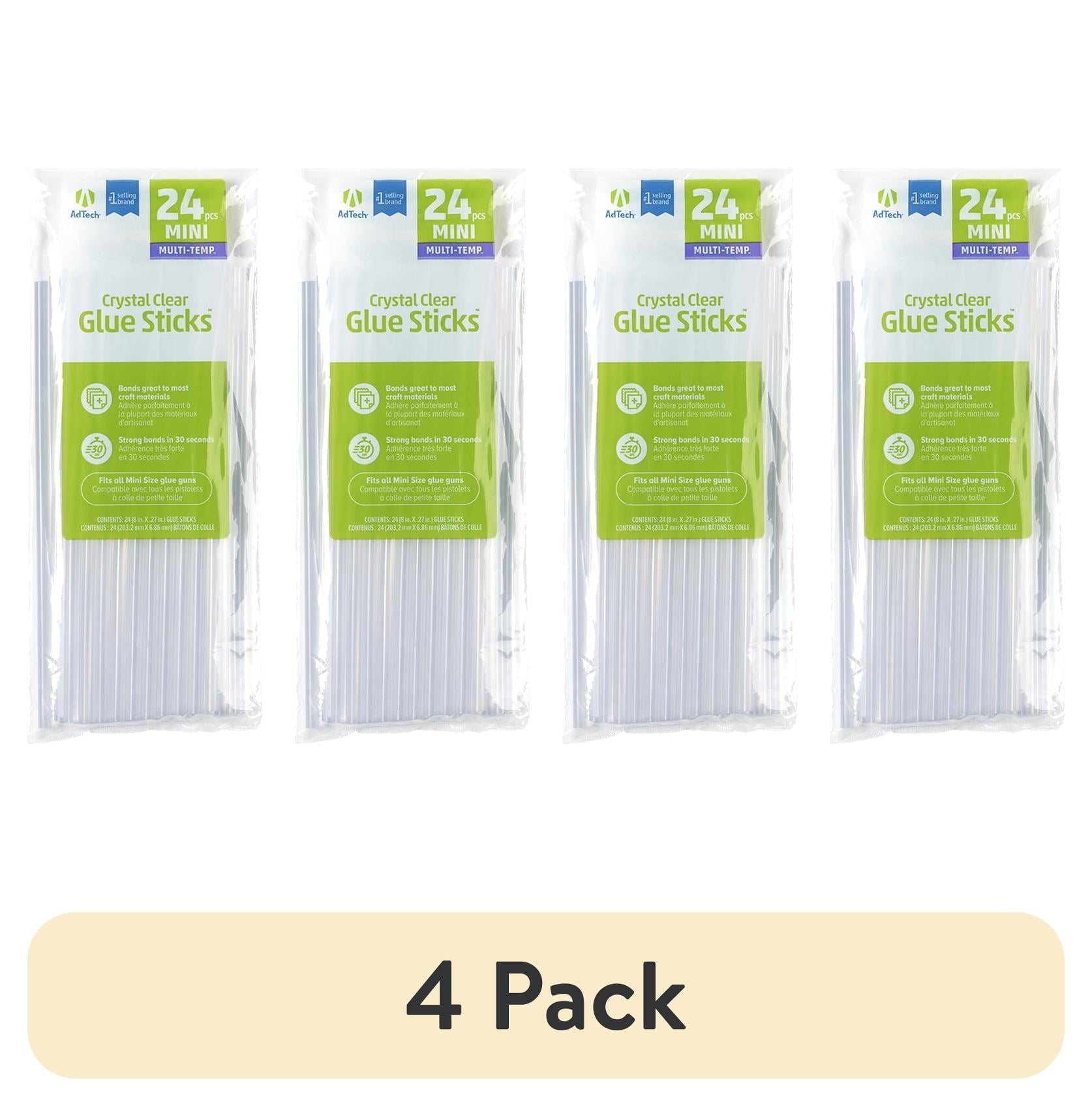 (4 pack) AdTech Crystal Clear Mini Size Multi Temp All Purpose Glue Sticks, 15 Sticks