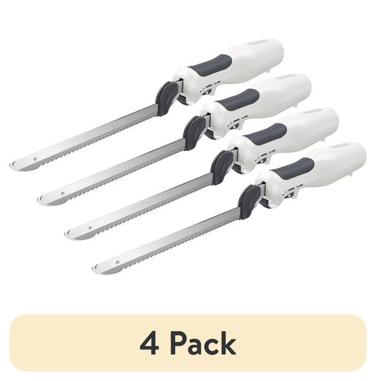 (4 pack) BLACK+DECKER 9-Inch Electric Carving Knife, Stainless Steel, White