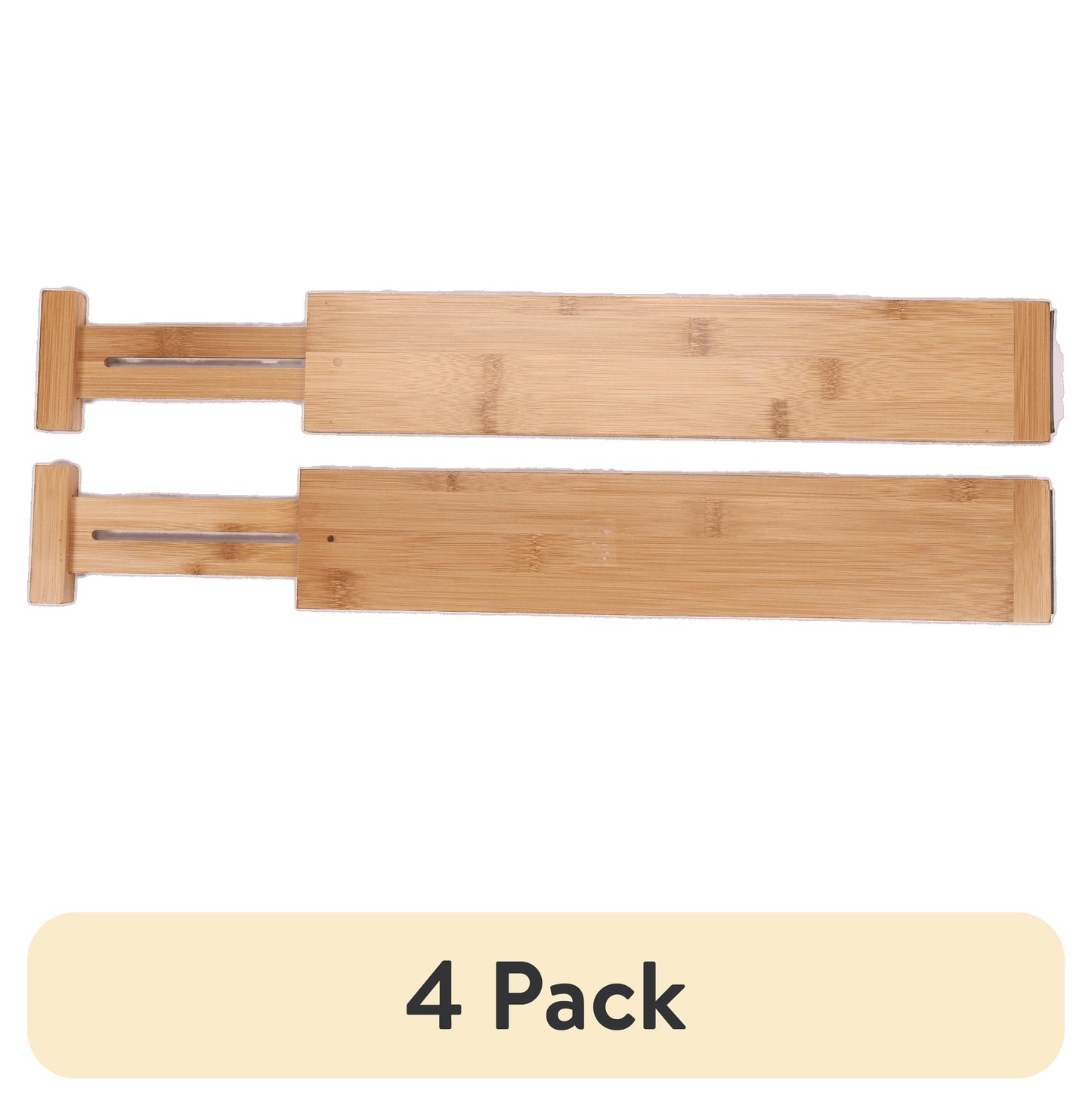 (4 pack) Better Homes & Gardens 2PC Bamboo Kitchen Organizer Expandable Drawer Dividers, 17.5-22.8x0.59x3.1in