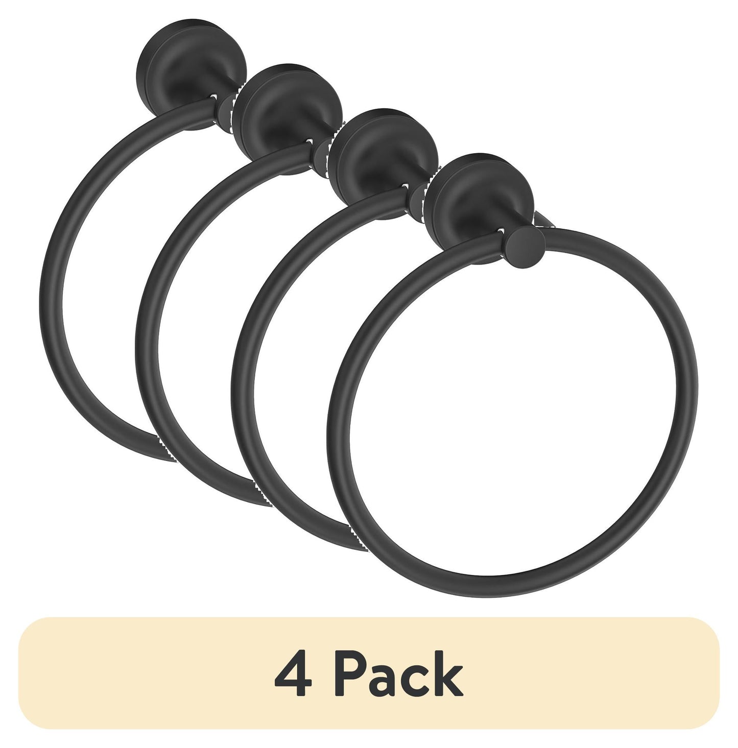 (Paquete de 4) Anillo de Toalla de Estilo Moderno y Limpio para Montar en la Pared Better Homes & Gardens Negro Mate