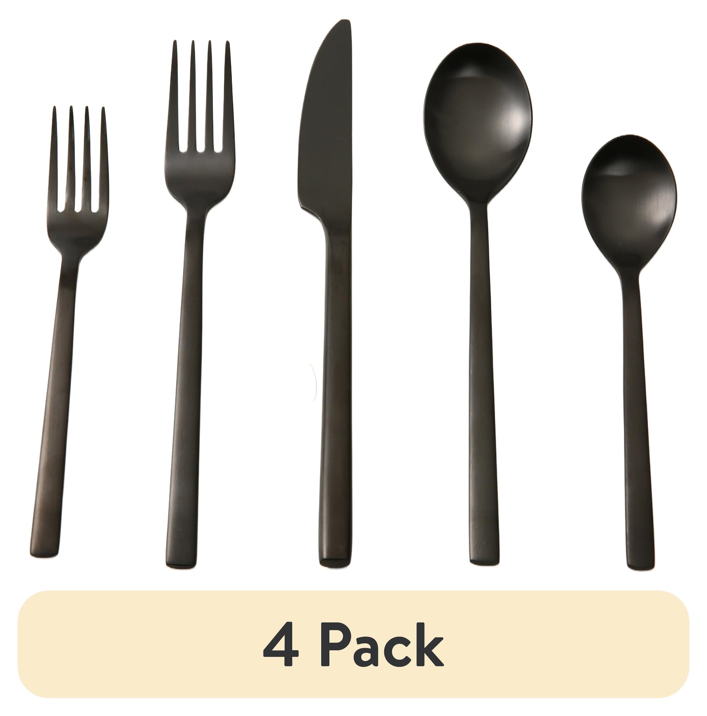(4 pack) Better Homes & Gardens Holden 20-Piece Matte Black Stainless Steel Flatware Set (Service for 4 Adults)