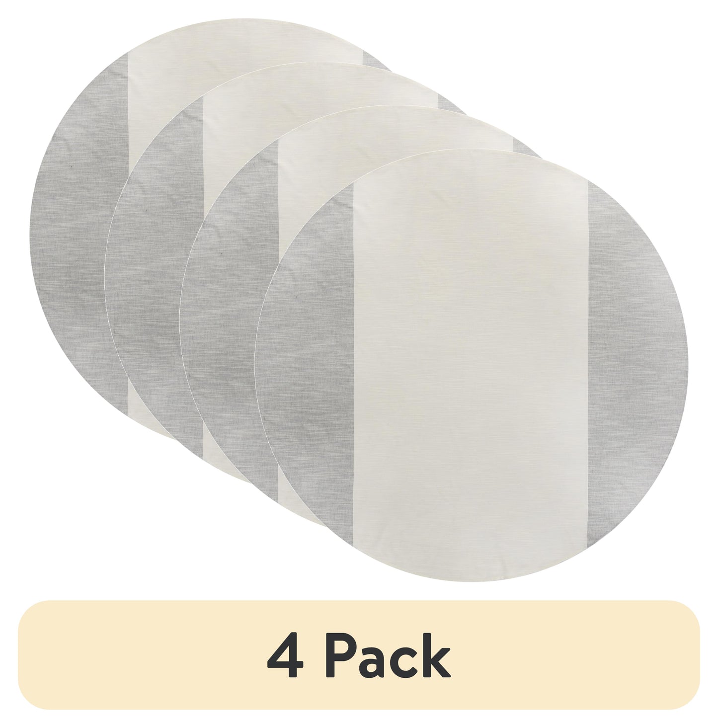 (4 pack) Better Homes & Gardens Jett Stripe Cotton Tablecloth 70" Round, Vanilla Dream & Grey Stone