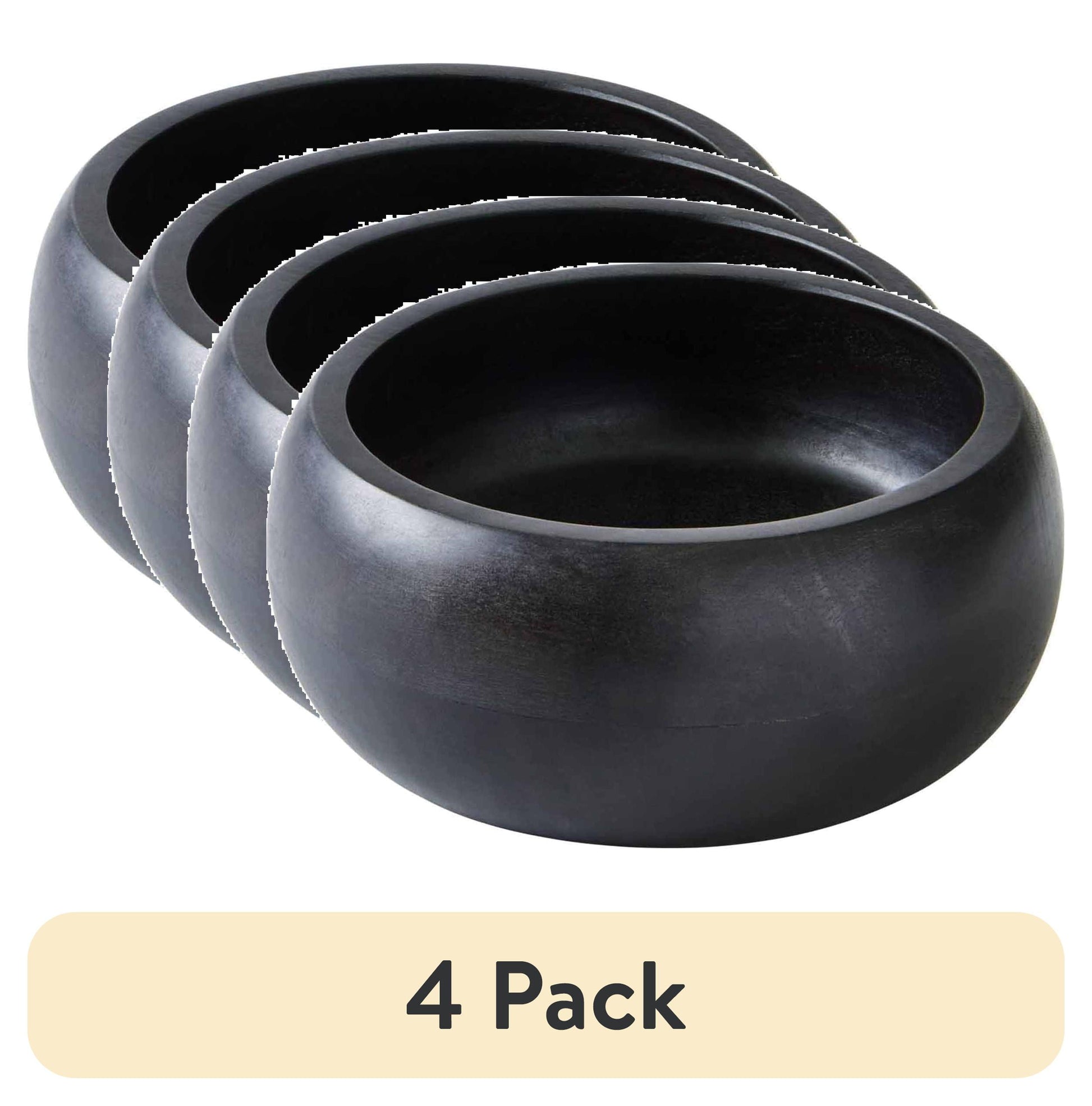 (Paquete de 4) Better Homes & Gardens TazÃ³n de Servir de Madera Mediana, Negro