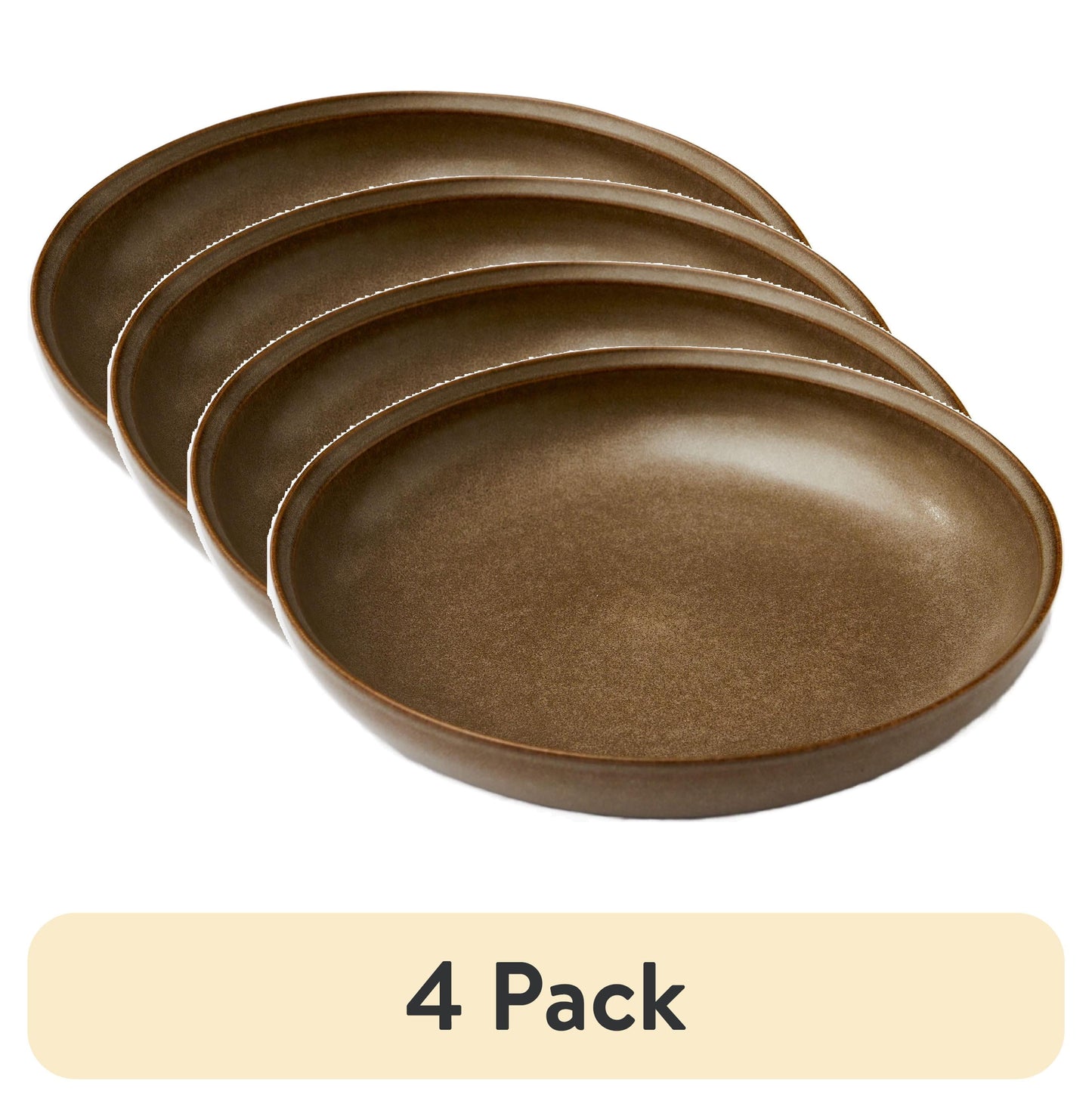 (4 pack) Better Homes and Gardens Banks Brown 8.9-inch Stoneware Dinner Bowl