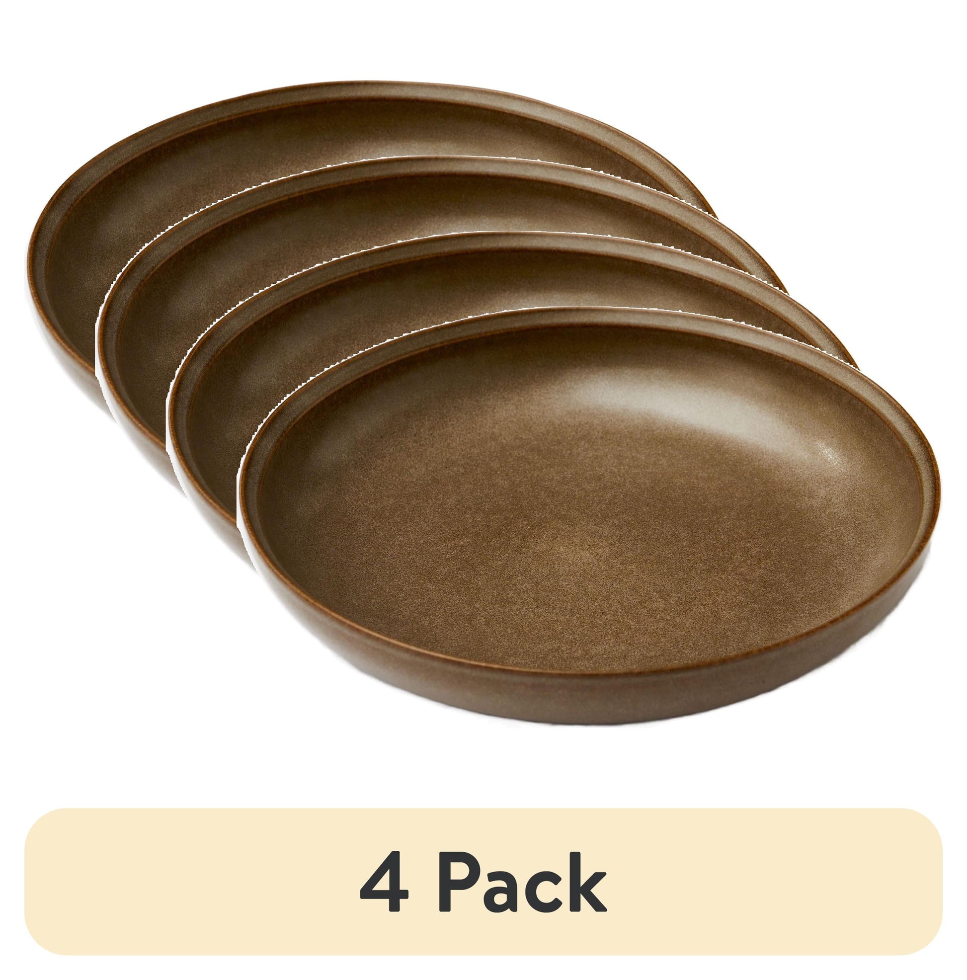 (4 pack) Better Homes and Gardens Banks Brown 8.9-inch Stoneware Dinner Bowl