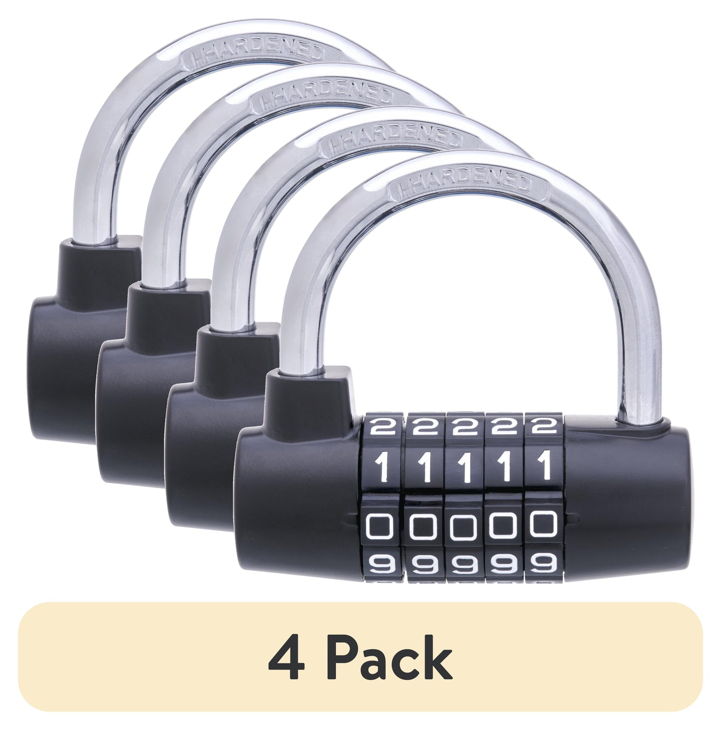 (4 pack) Brinks 73mm Small U-Bar Steel Resettable Combination Padlock with 1-3/4in Shackle