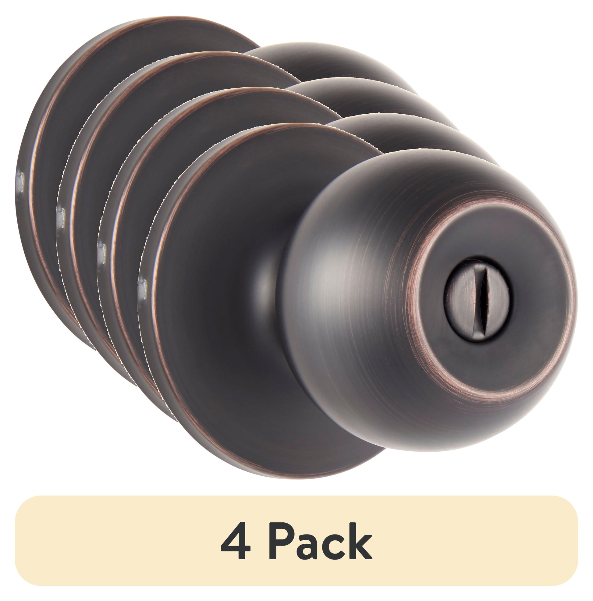 (4 pack) Brinks Privacy Bed/Bath Ball Style Doorknob, Tuscan Bronze Finish