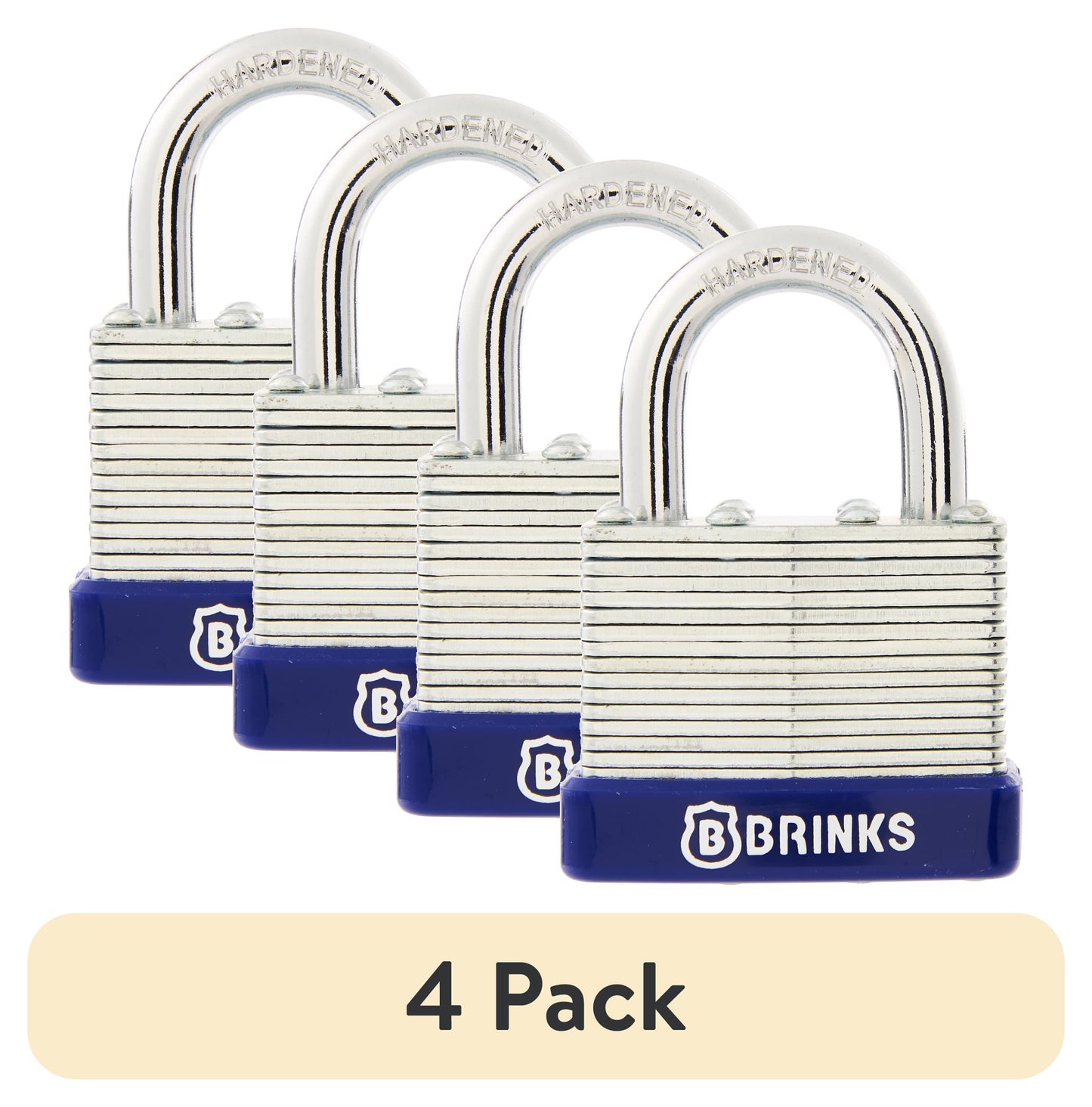 (4 pack) Brinks Laminated Steel 40mm Keyed Padlock with 7/8in Shackle, 2 pack