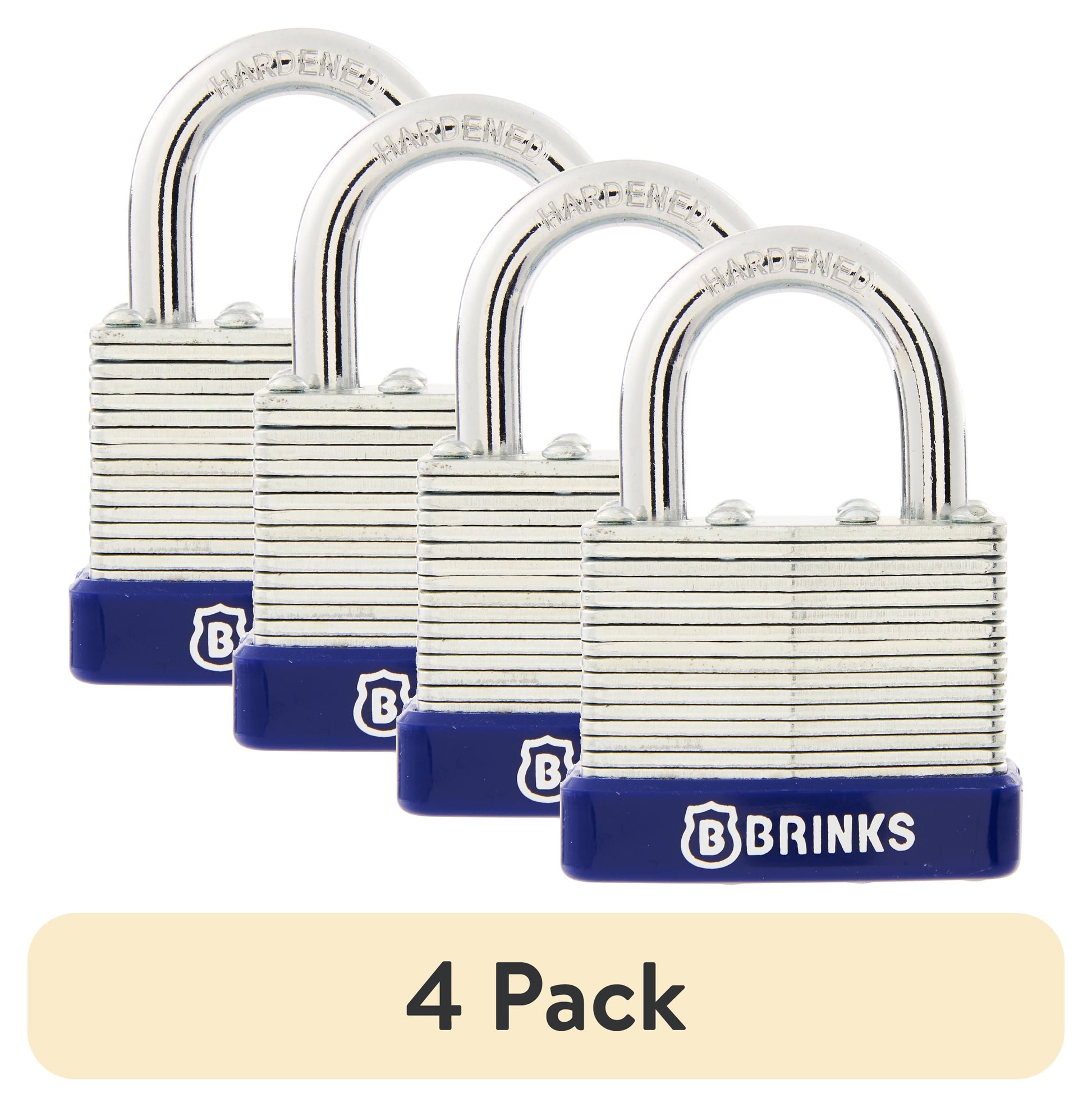 (4 pack) Brinks Laminated Steel 40mm Keyed Padlock with 7/8in Shackle, 2 pack