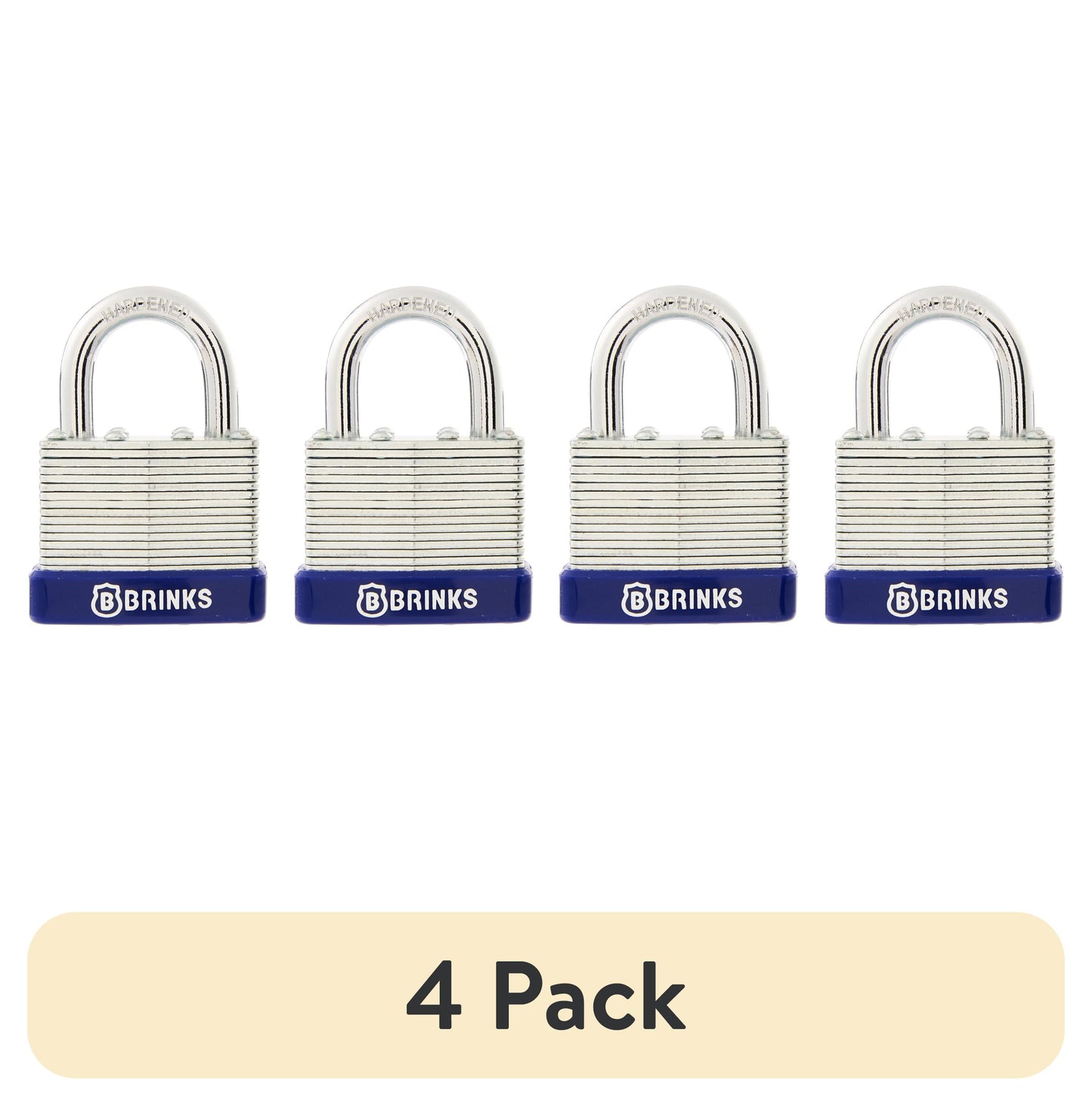 (4 pack) Brinks Laminated Steel 40mm Keyed Padlock with 7/8in Shackle, 4 pack