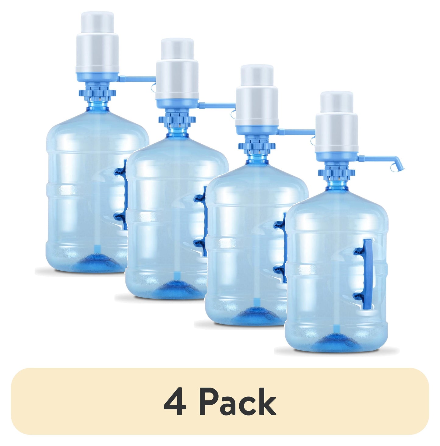 (4 pack) Brio Universal 5 Gallon Manual Beverage Water Pump Made of Sturdy Plastic, Blue