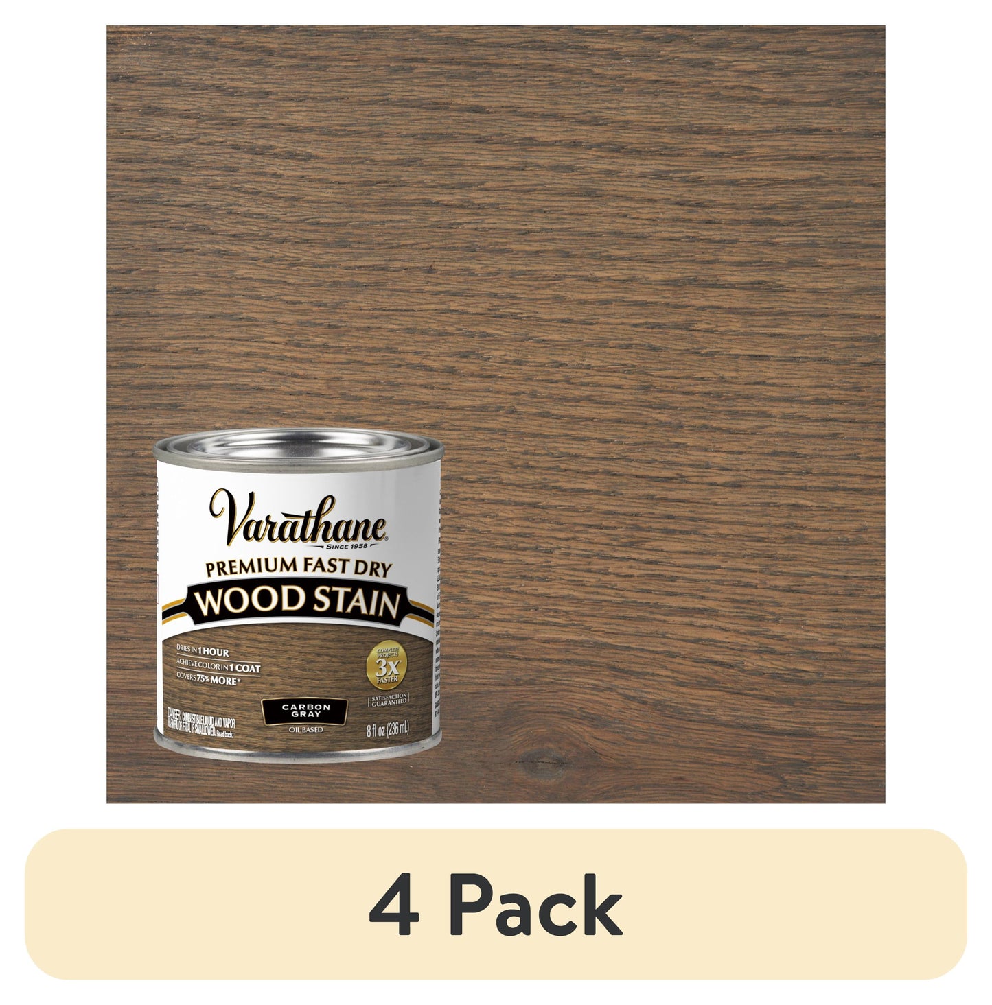 (4 pack) Carbon Gray, Varathane Premium Fast Dry Wood Stain-307416, 8 fl oz