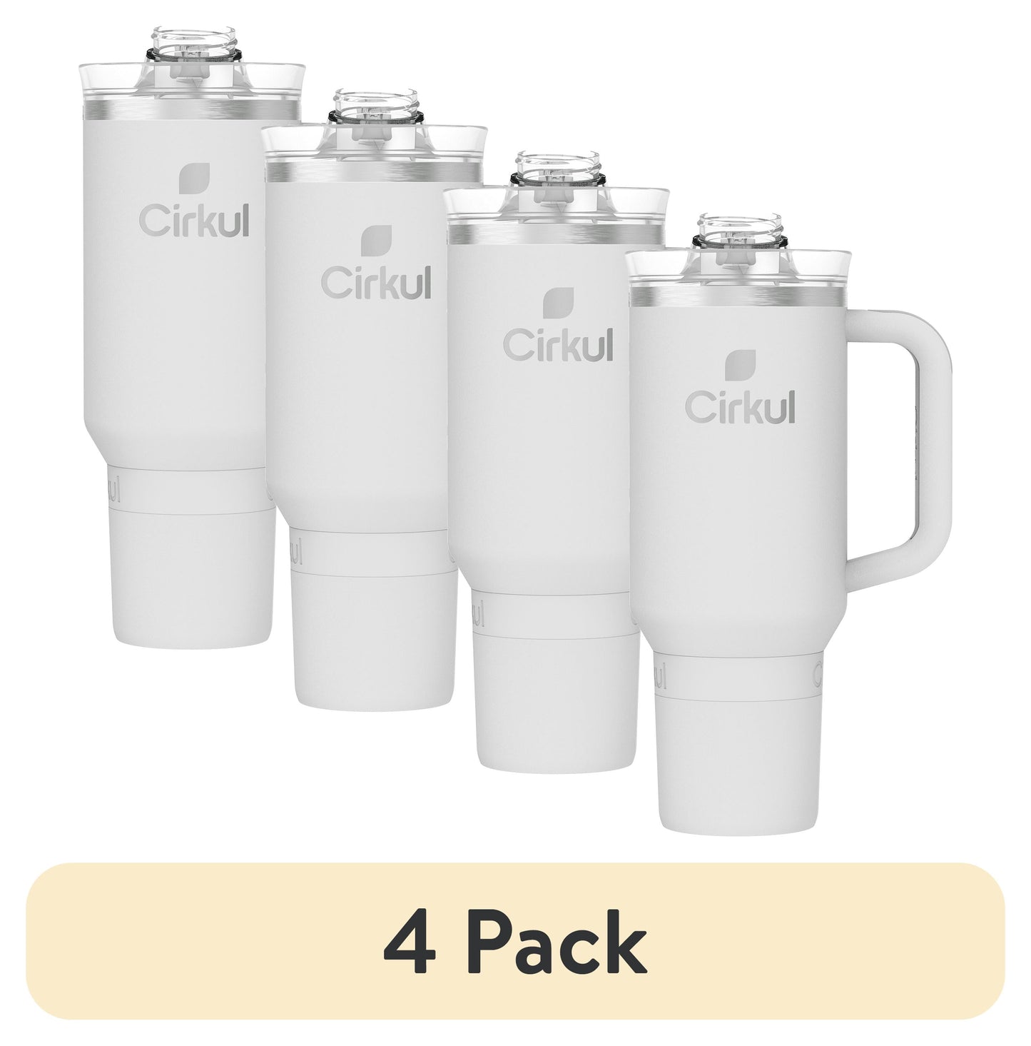 (4 pack) Cirkul 40oz All-Day StrawSip Double-Wall Insulated Stainless Steel Tumbler with Handle, Fog (Light Gray)