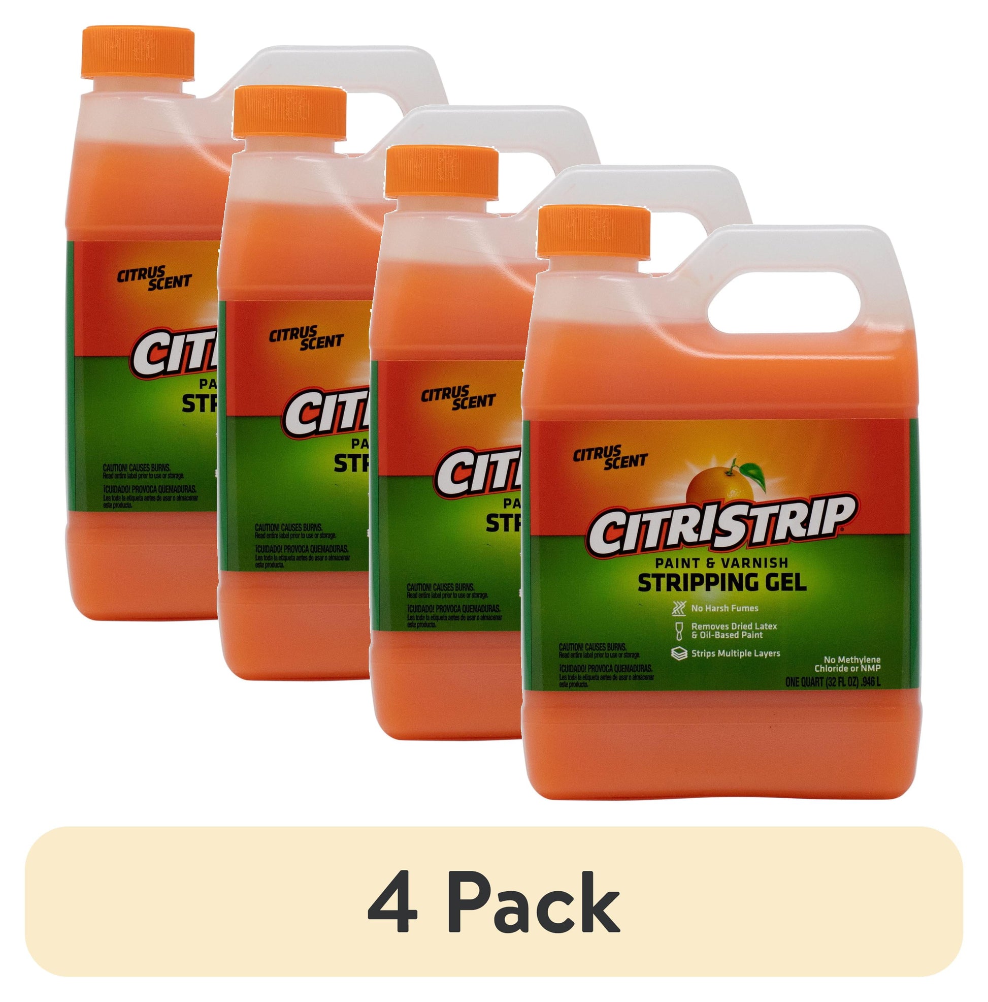 (4 pack) CitriStrip Paint & Varnish Stripping Gel, Citrus Scent, 1 Quart