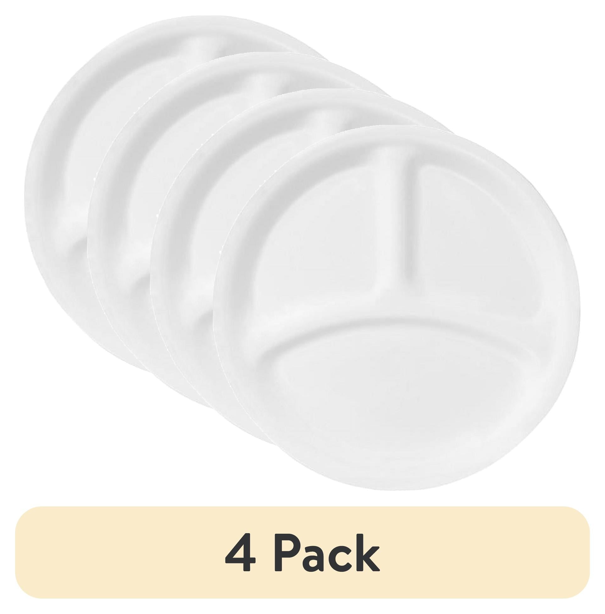(4 pack) Corelle Winter Frost White, Round Divided Dinner Plate, 10.25"