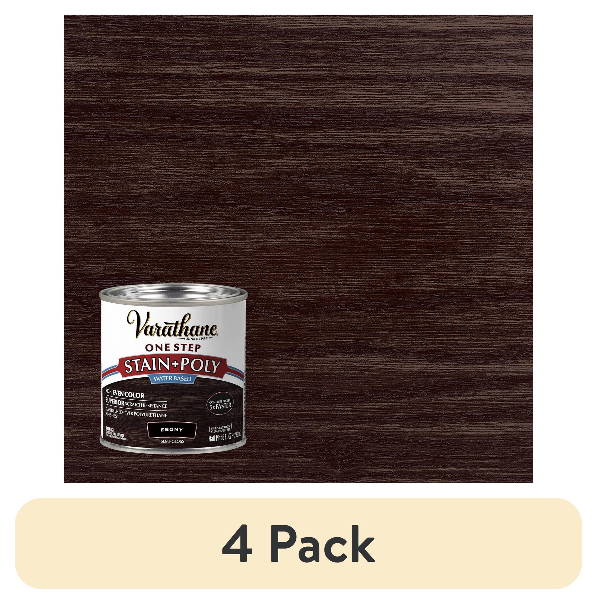 Ebony, Varathane Stain + Polyurethane, Semi-Gloss -384359, Half Pint