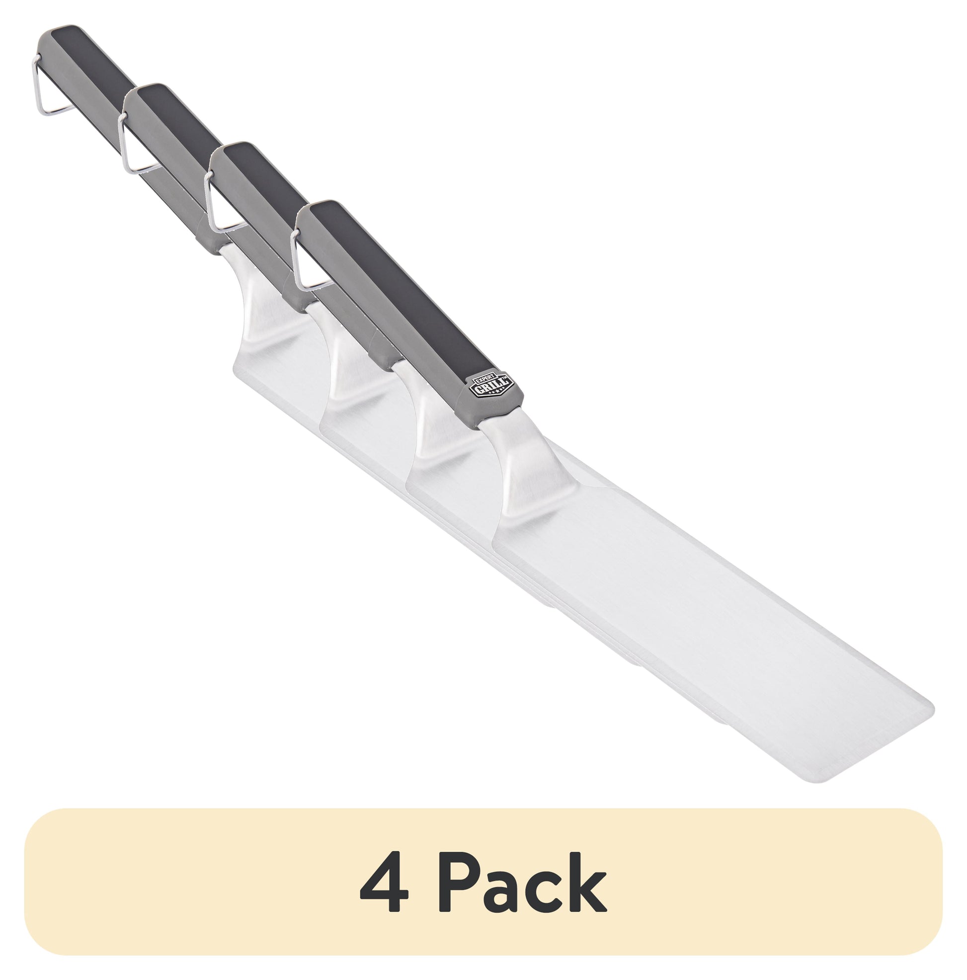 (4 pack) Expert Grill Stainless Steel Griddle Spatula, Black & Gray