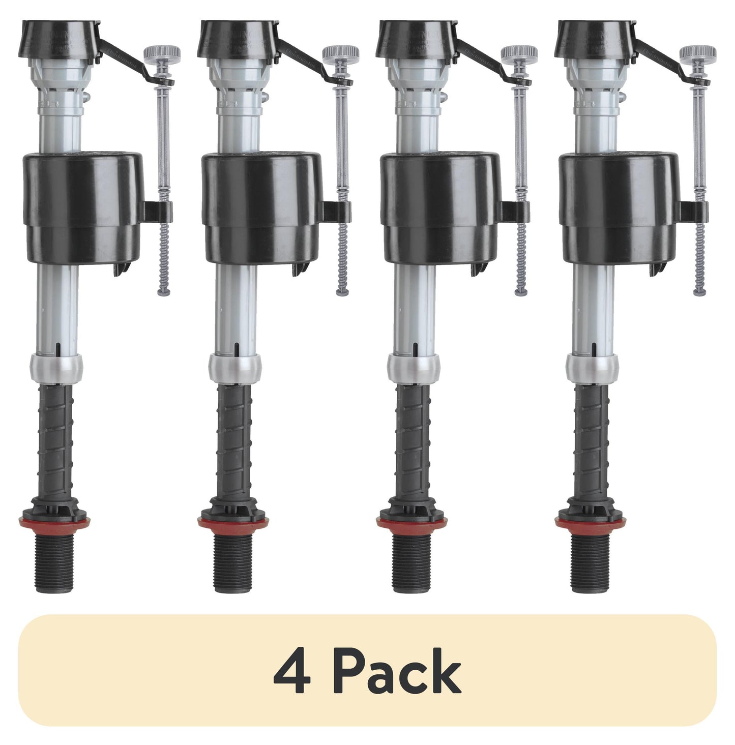 (4 pack) Fluidmaster 400A Universal Toilet Tank Repair Valve, Adjustable Height, Corrosion-Resistant Material, White