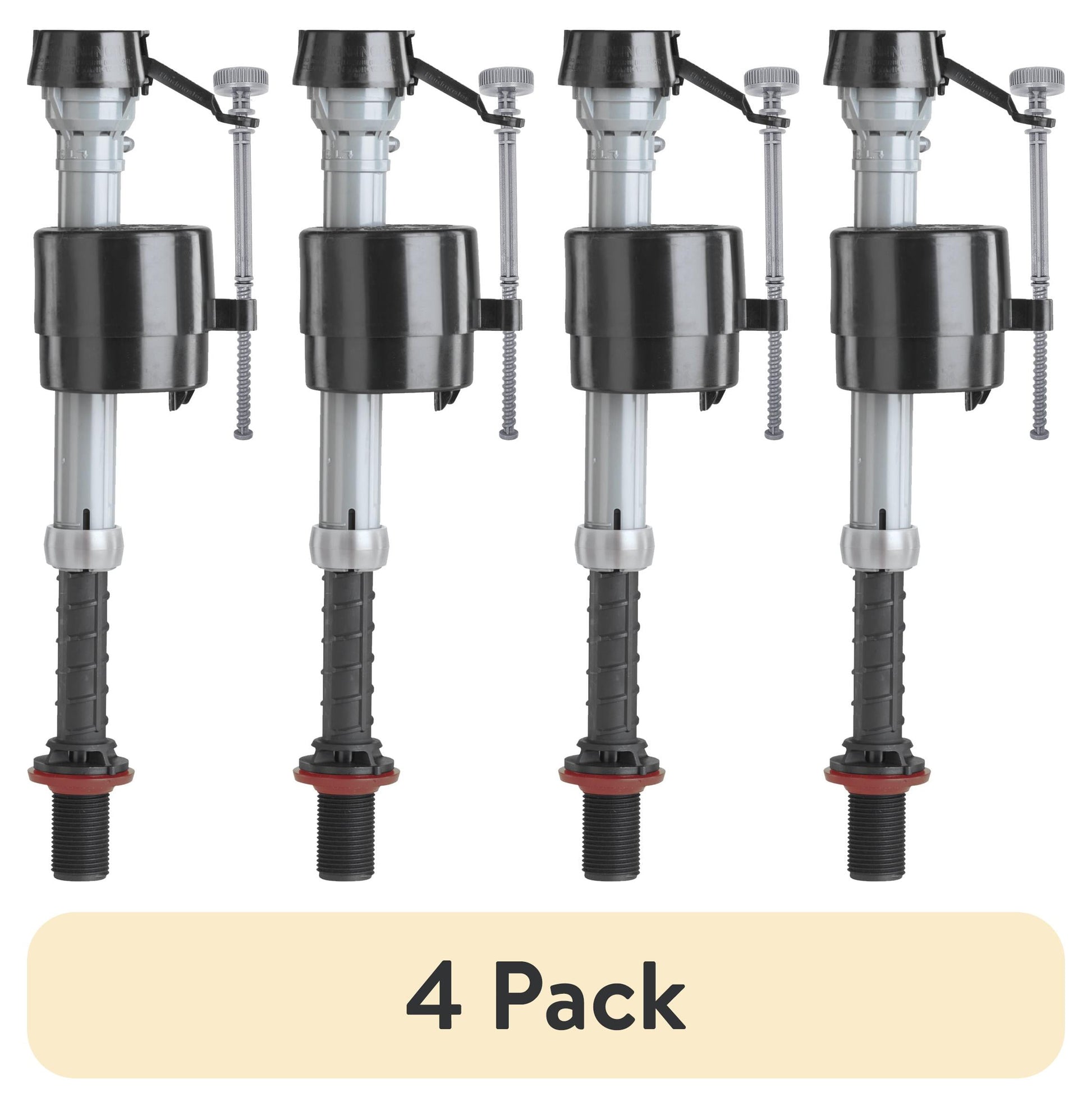 (4 pack) Fluidmaster 400A Universal Toilet Tank Repair Valve, Adjustable Height, Corrosion-Resistant Material, White
