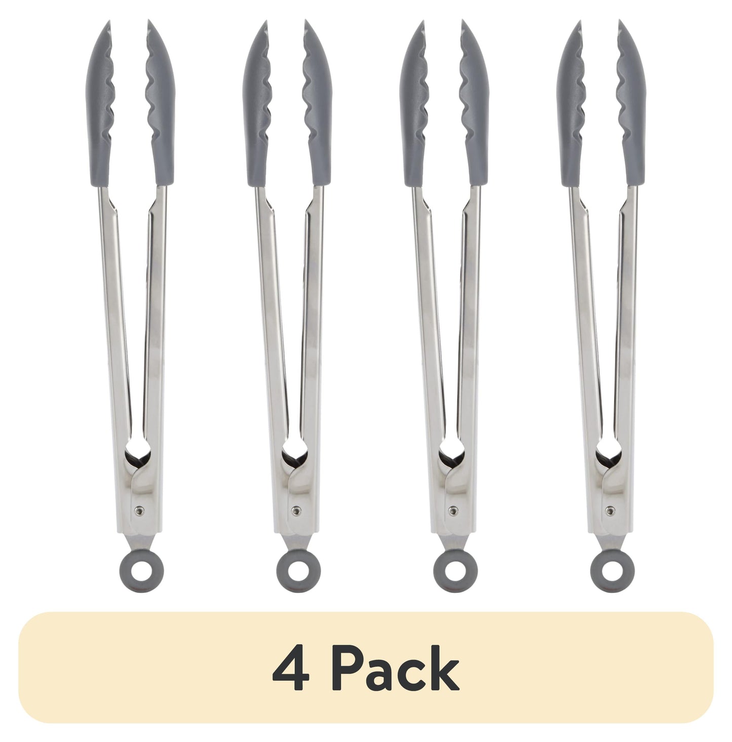 (4 pack) GoodCook PRO Locking Tong, Stainless Steel With Nylon Tips