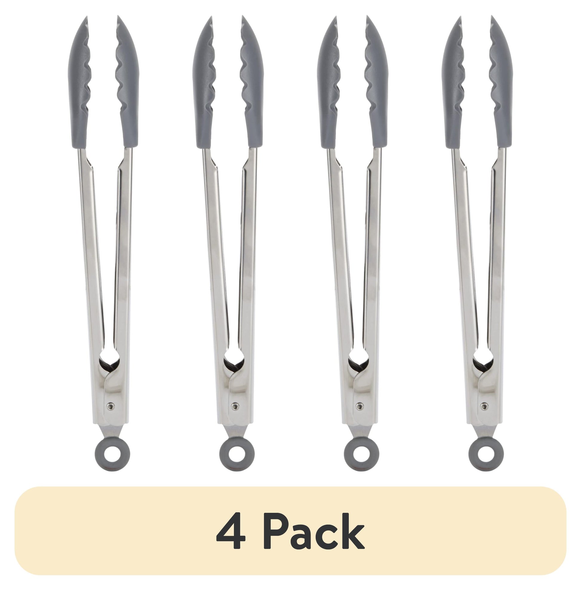 (4 pack) GoodCook PRO Locking Tong, Stainless Steel With Nylon Tips