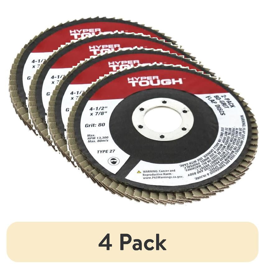 (4 pack) Hyper Tough 2 pack 80 Grit Flap Discs 4-1/2-inch Diameter with 7/8-inch Arbor Abrasive Material