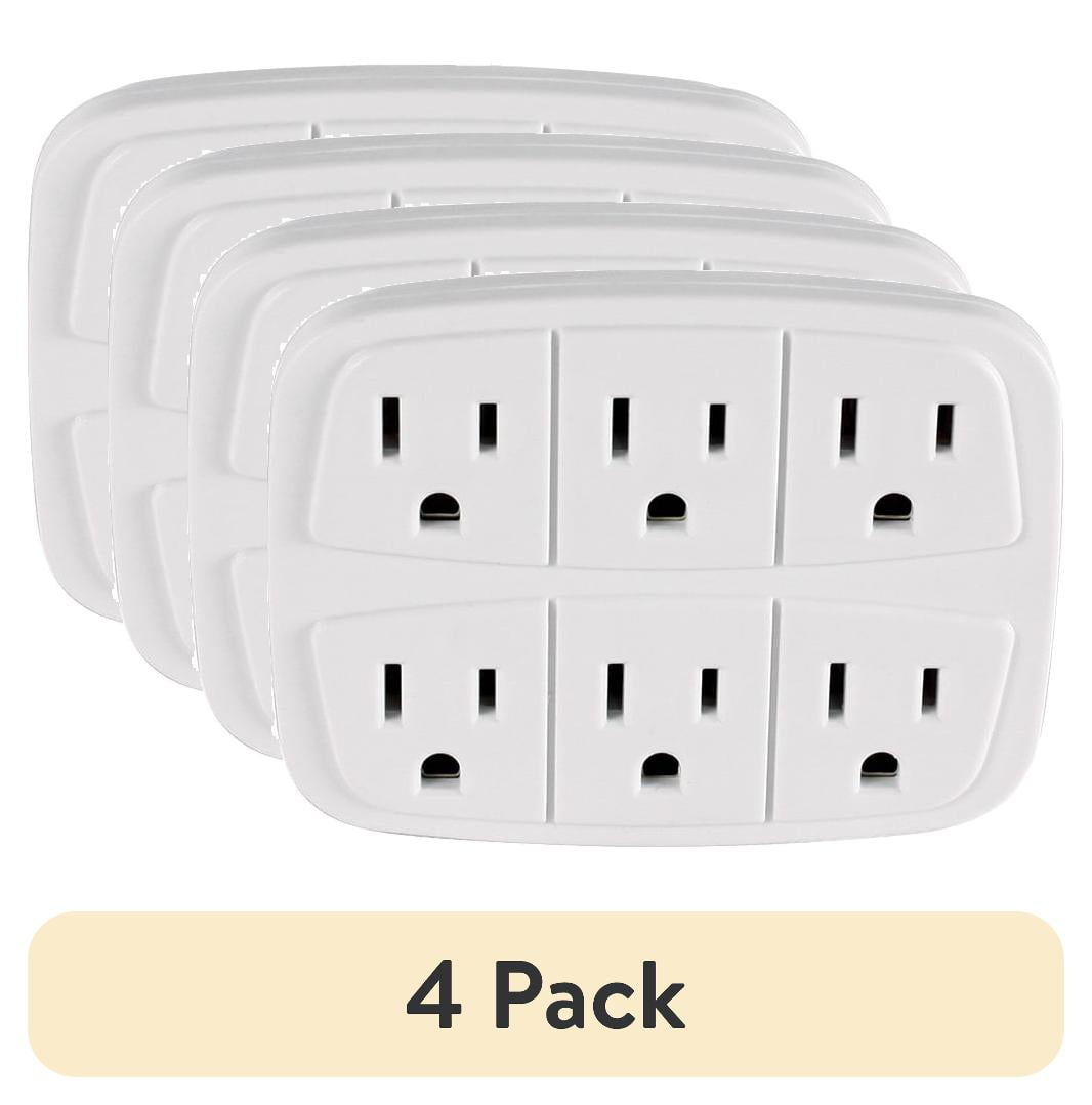 Hyper Tough 6 Outlet Grounded Wall Tap, 15 Amps, White