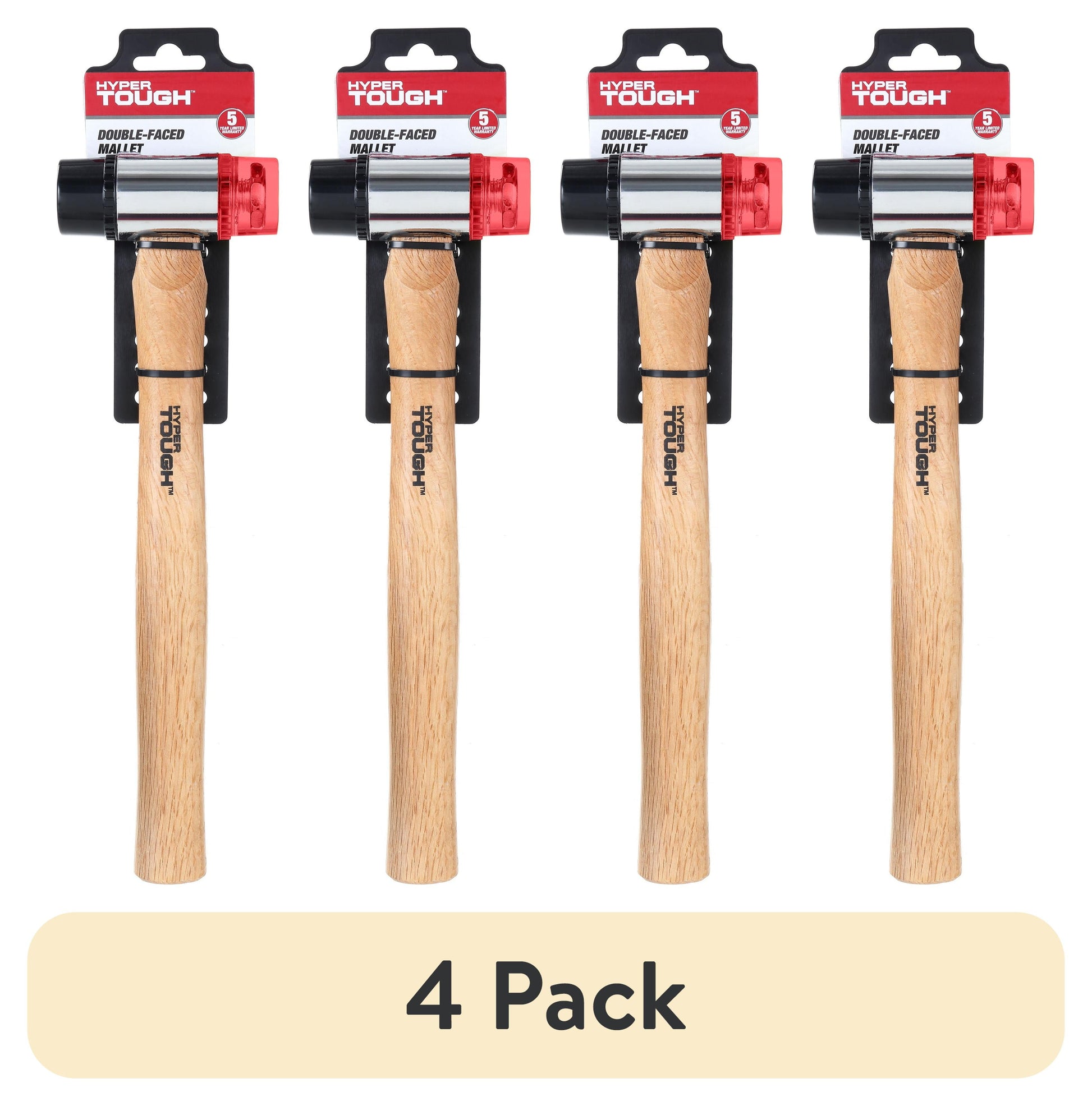 (4 pack) Hyper Tough Double Face Mallet Hammers  with Plastic Heads TH70083A