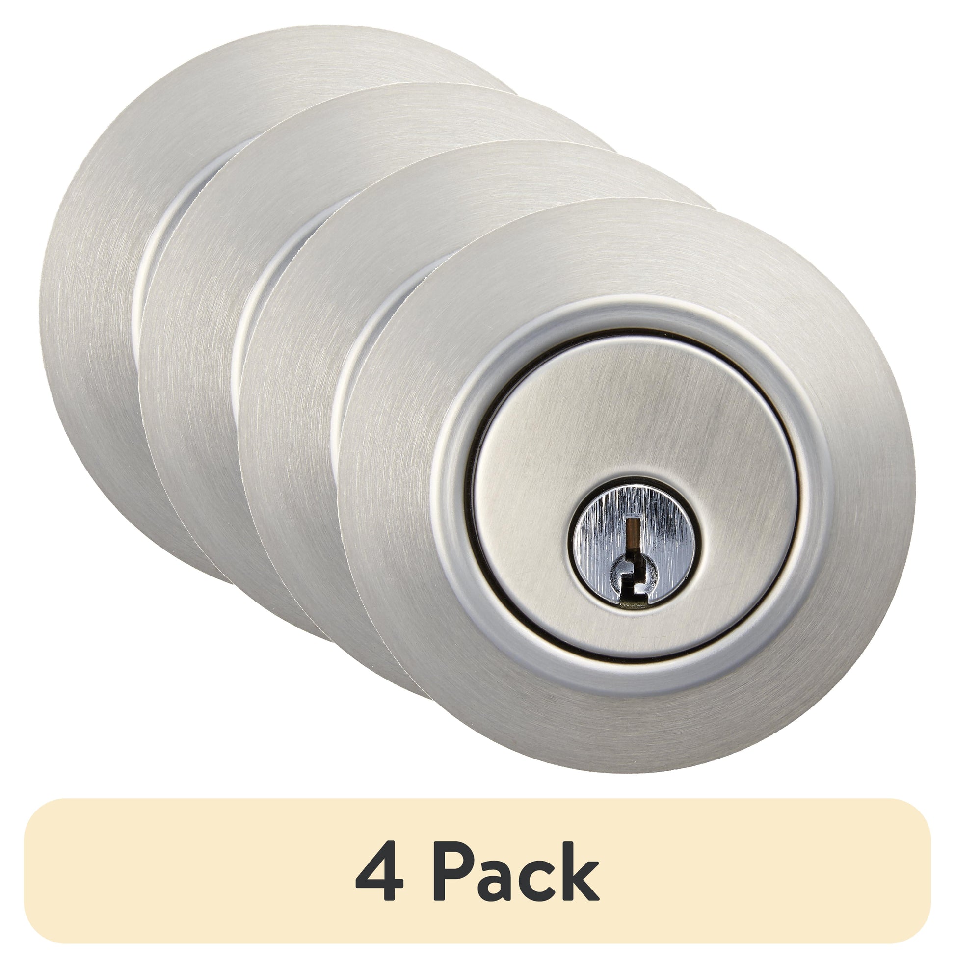 (4 pack) Hyper Tough Keyed Entry Single Cylinder Deadbolt Lock, Stainless Steel Finish