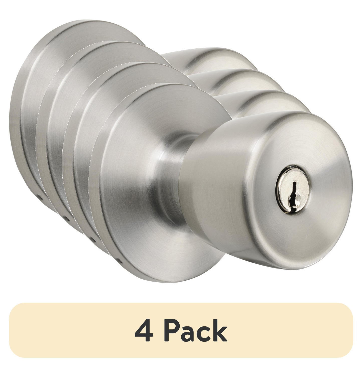 (4 pack) Hyper Tough Keyed Entry Tulip Style Doorknob, Stainless Steel