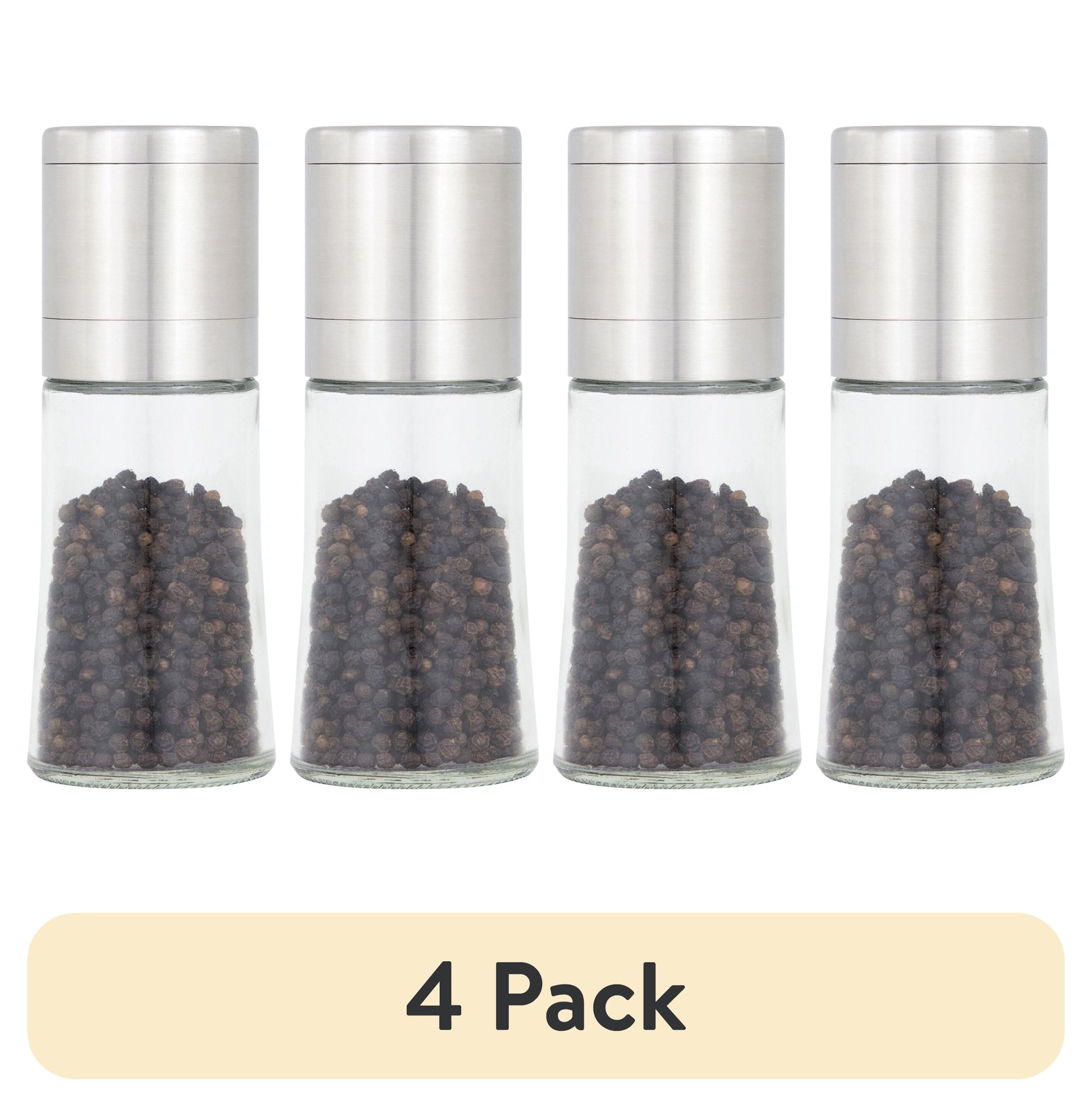 (4 pack) Kamenstein Elite Prefilled Salt and Pepper Grinder Set with Adjustable Grinder
