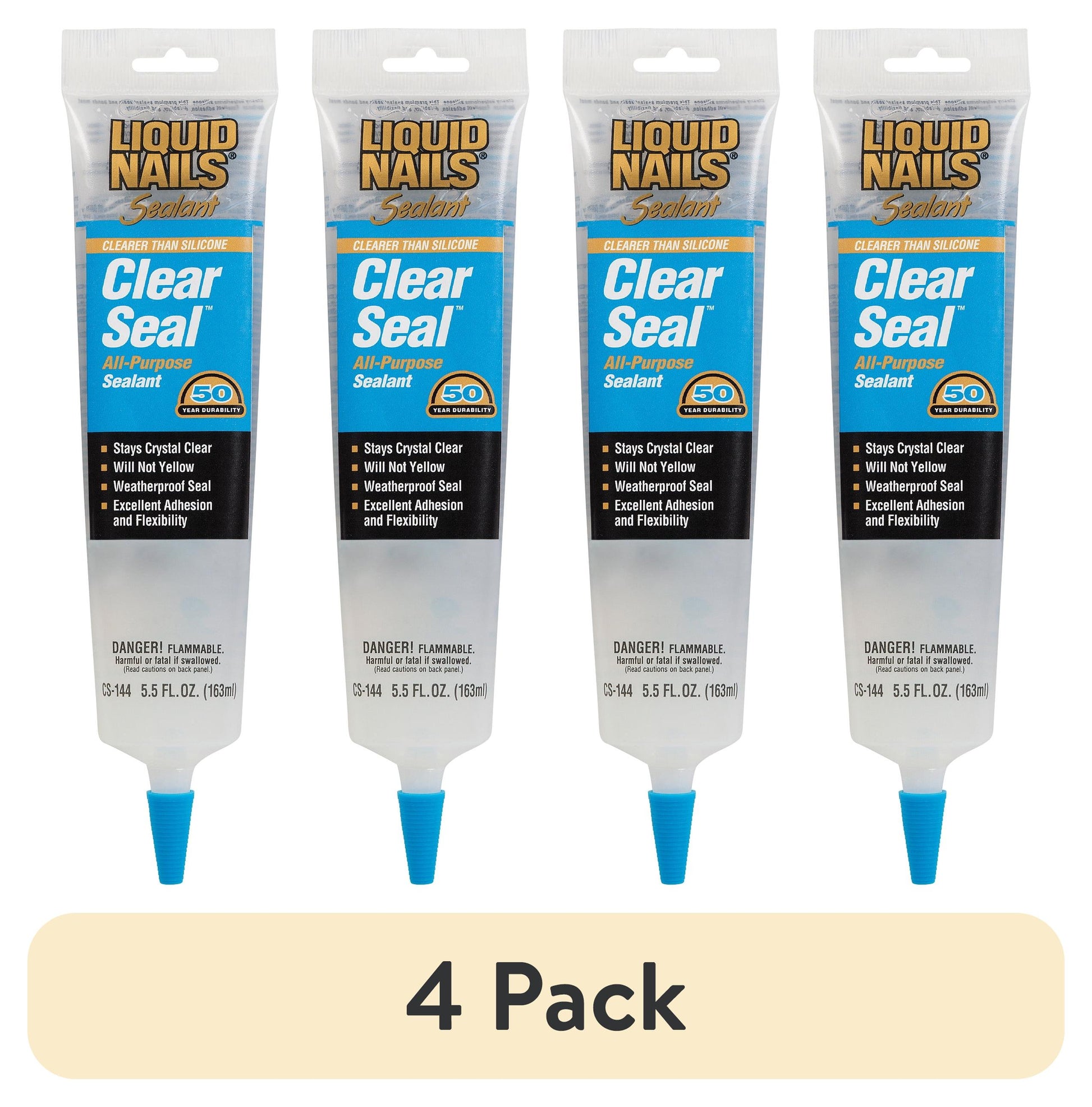 (4 pack) Liquid Nails Clear Seal CS-144 5.5 oz. All-Purpose Sealant