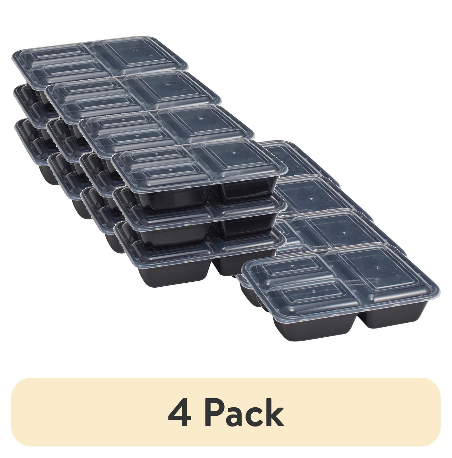 (4 pack) Mainstays 5-Pack Meal Prep Containers with 3 Compartments and Lids, BPA-Free, Leak-Resistant, Microwave Safe, Made for Family Meals and Easy Serving