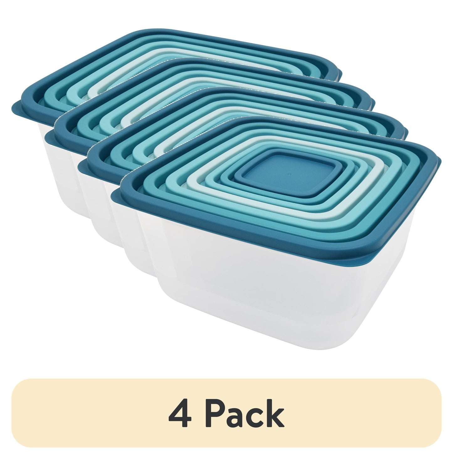(Paquete de 2) Juego de Almacenamiento de Alimentos de PlÃ¡stico de 14 Piezas Color Verde Azulado Mainstays, Degradado Verde Azulado, Uso Ideal para PreparaciÃ³n de Comidas y CocciÃ³n por Lotes